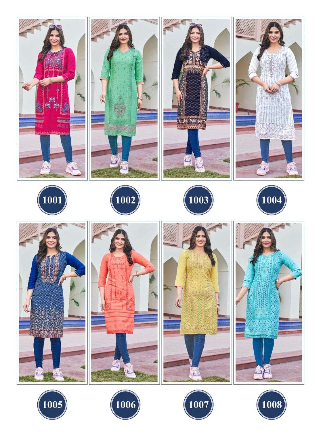 TIARA INFINITY VOL BY HINAYA DESIGNER RAYON STYLISH KURTI WITH HANDWORK 