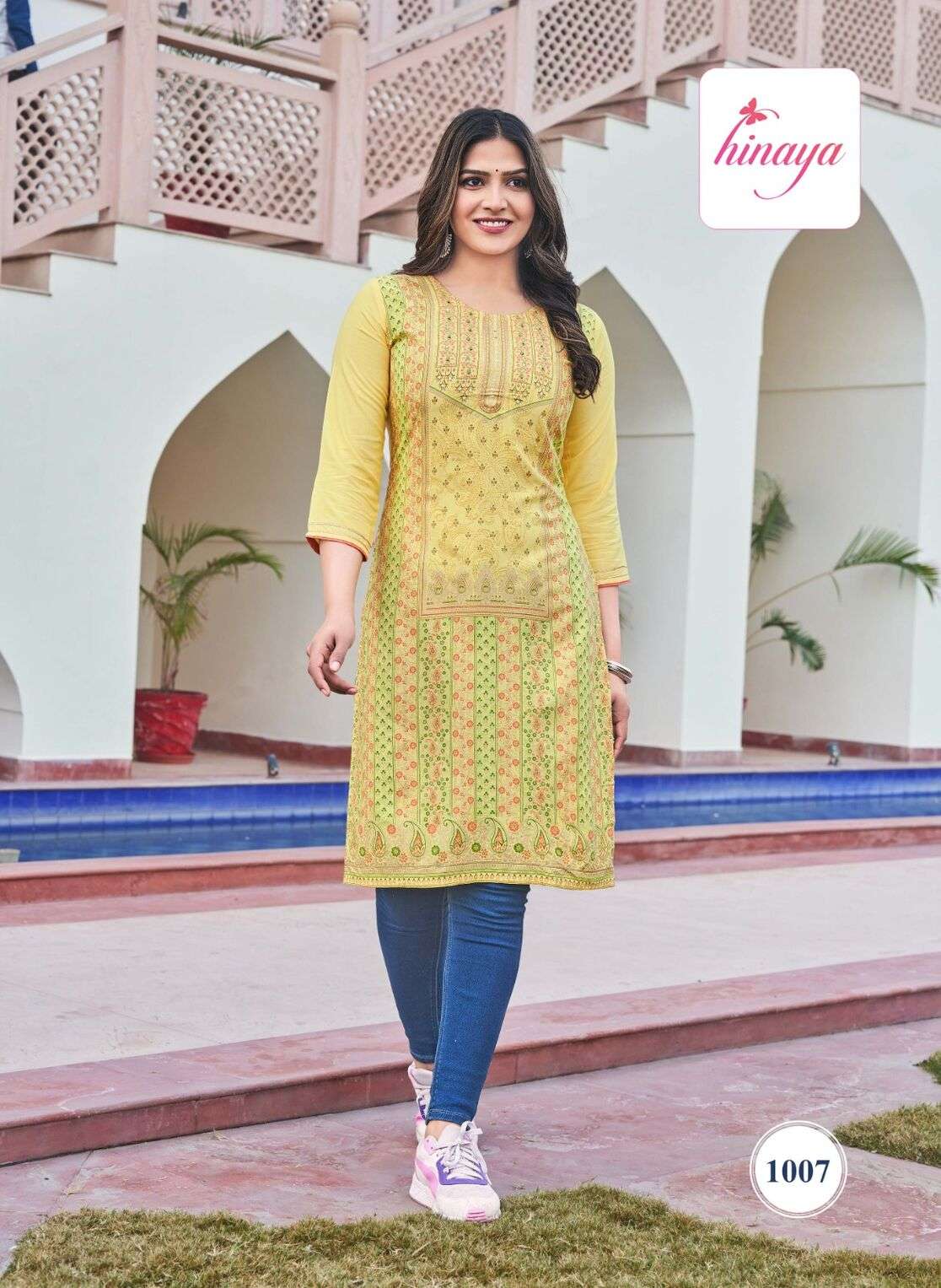 TIARA INFINITY VOL BY HINAYA DESIGNER RAYON STYLISH KURTI WITH HANDWORK 