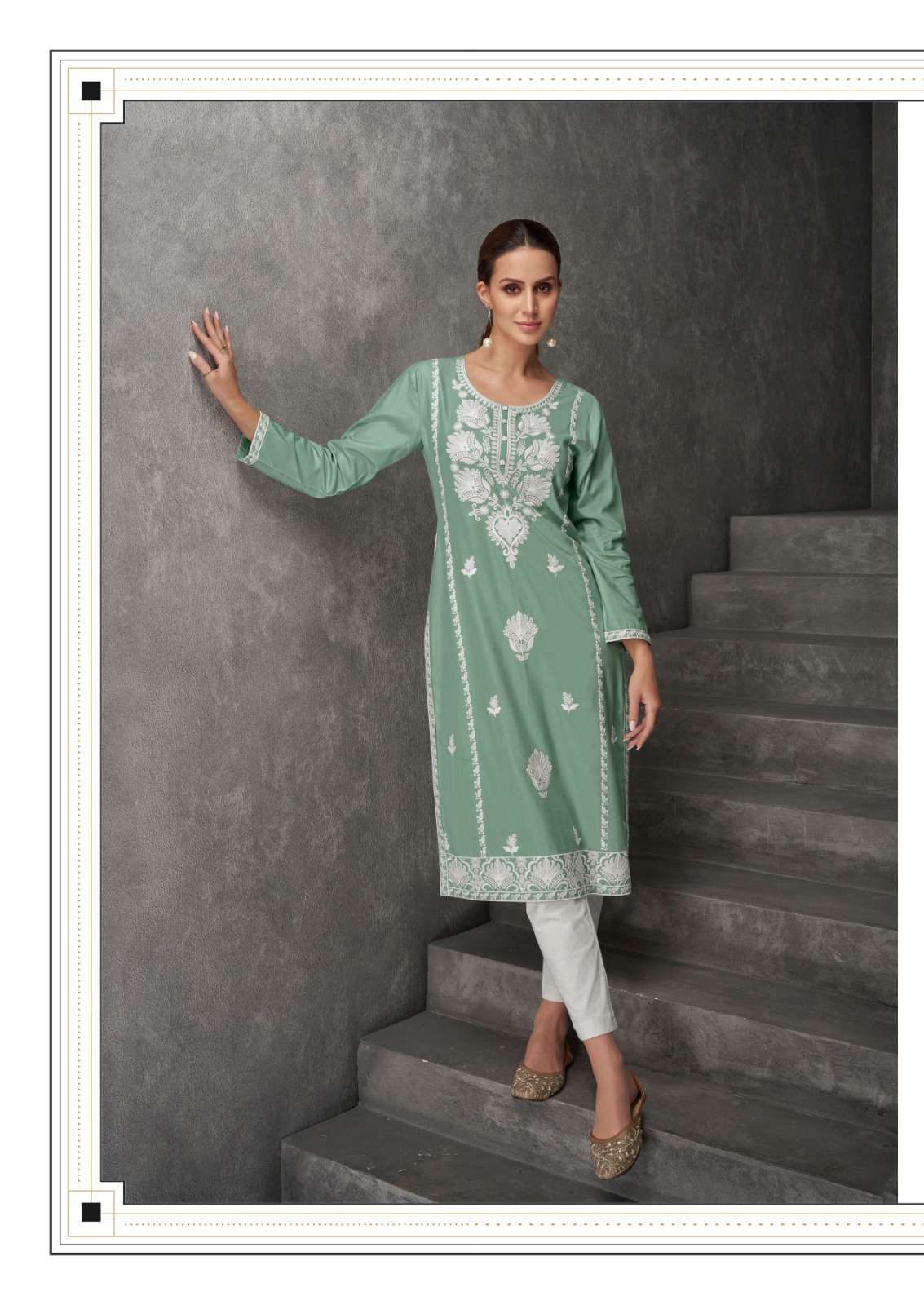 VM -1138 RH  PURE LAKHNAVI STYLISH KURTI WITH PANT
