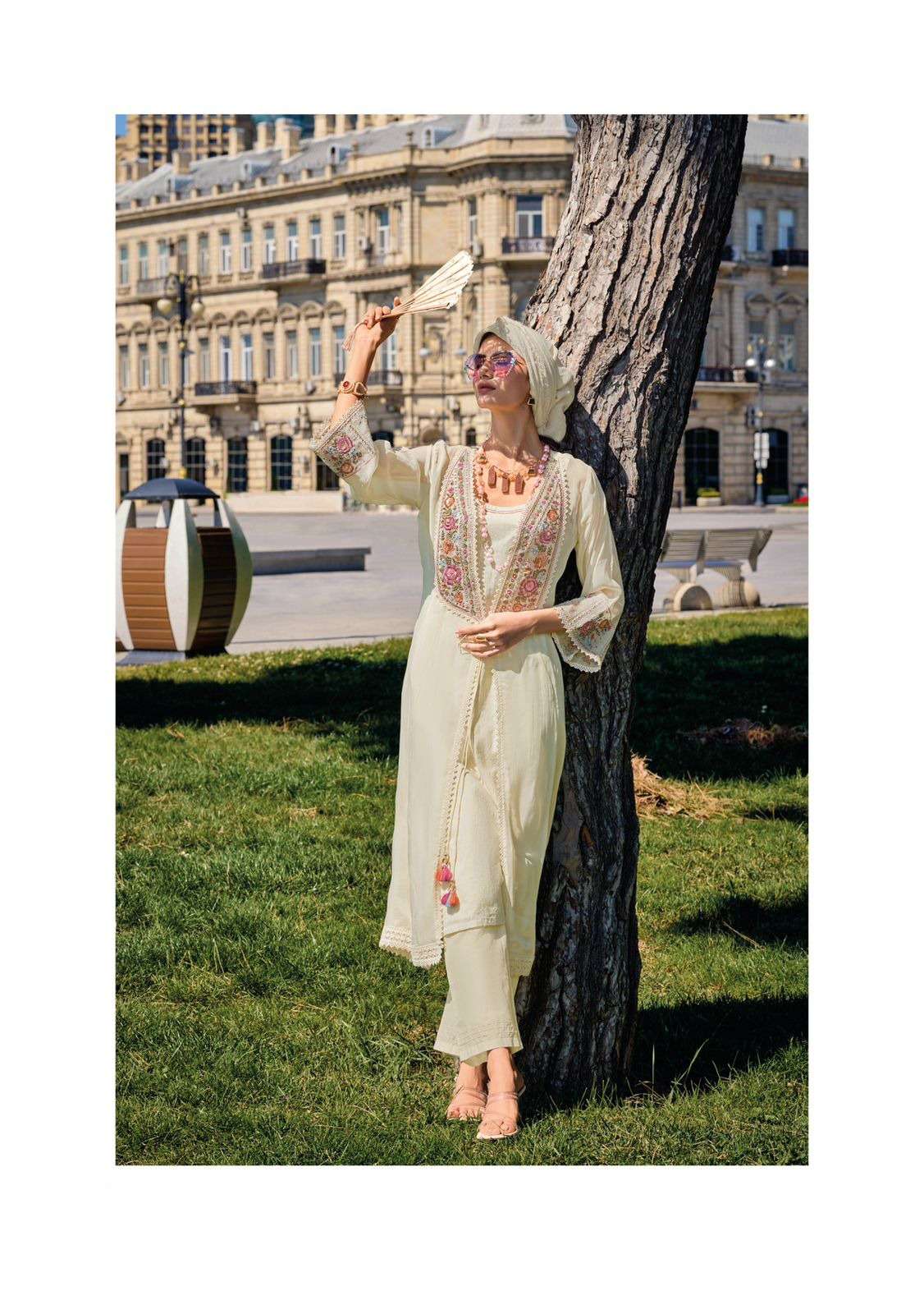 KL-42682 FL PURE VICOSE ORGANZA THREE PIECE KURTI PANT WITH JACKET STYLE FESTIVE WEAR COLLECTION  