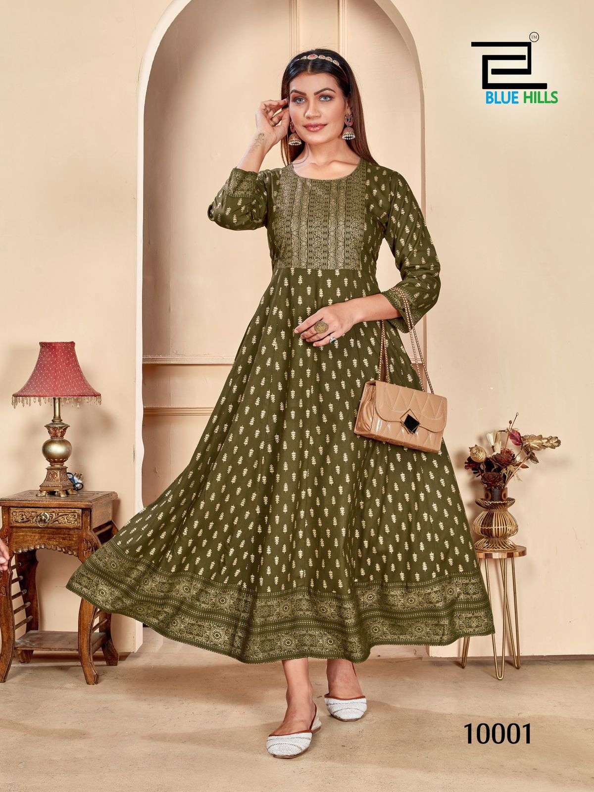 WOMANIYA VOL-10 ANARKALI GOWN WITH NECK EMBROIDERY BY BLUE HILLS 