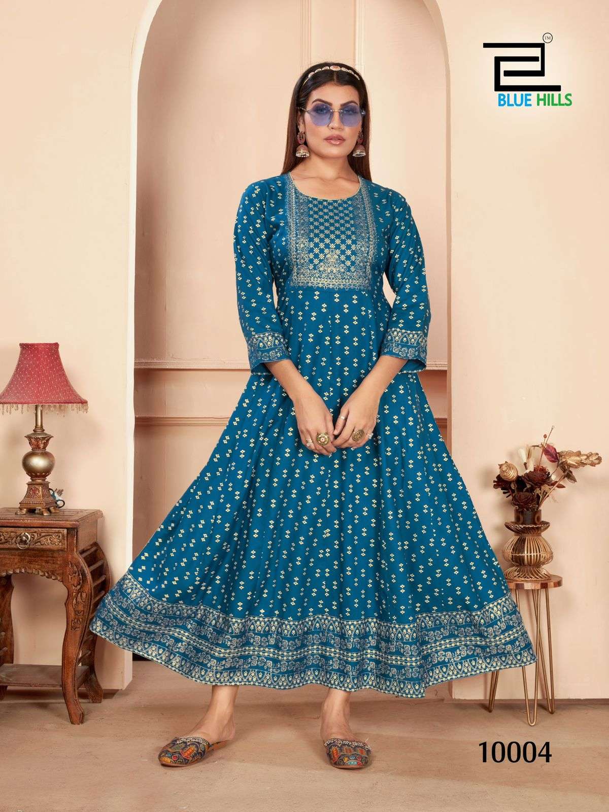 WOMANIYA VOL-10 ANARKALI GOWN WITH NECK EMBROIDERY BY BLUE HILLS 