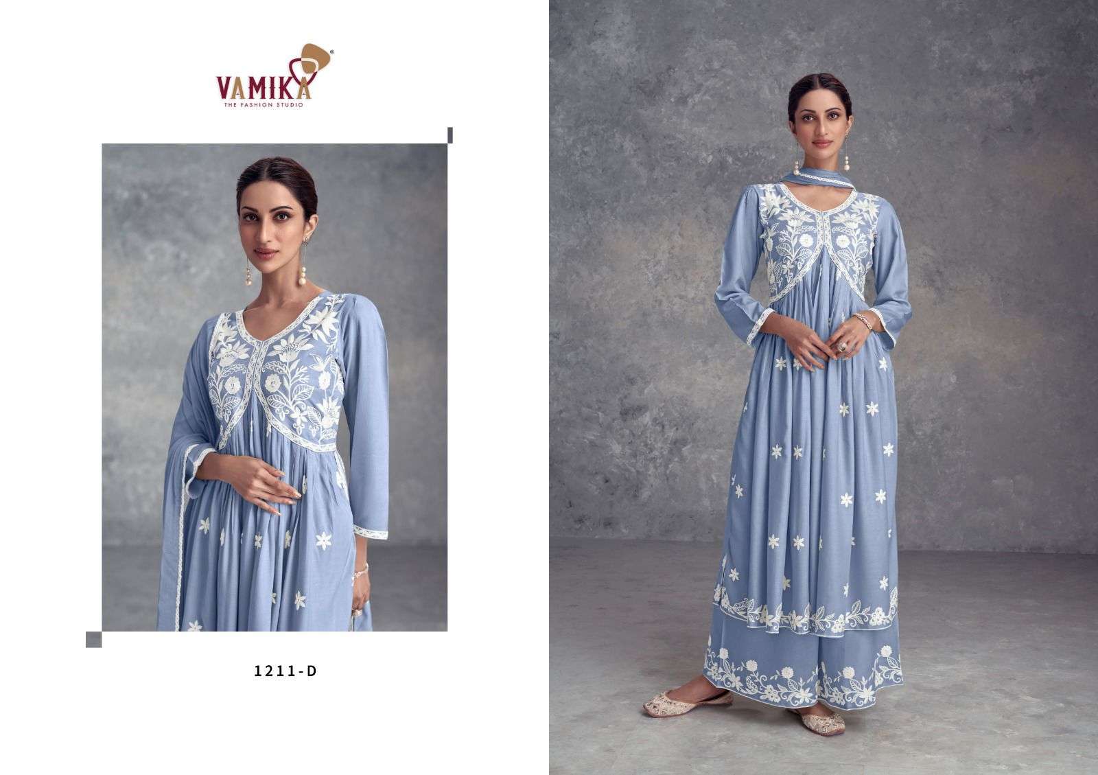 AADHIRA VOL-10 BY VAMIKA PURE RAYON HEAVY LAKHNAVI EMBROIDERY 3 PCS SET 