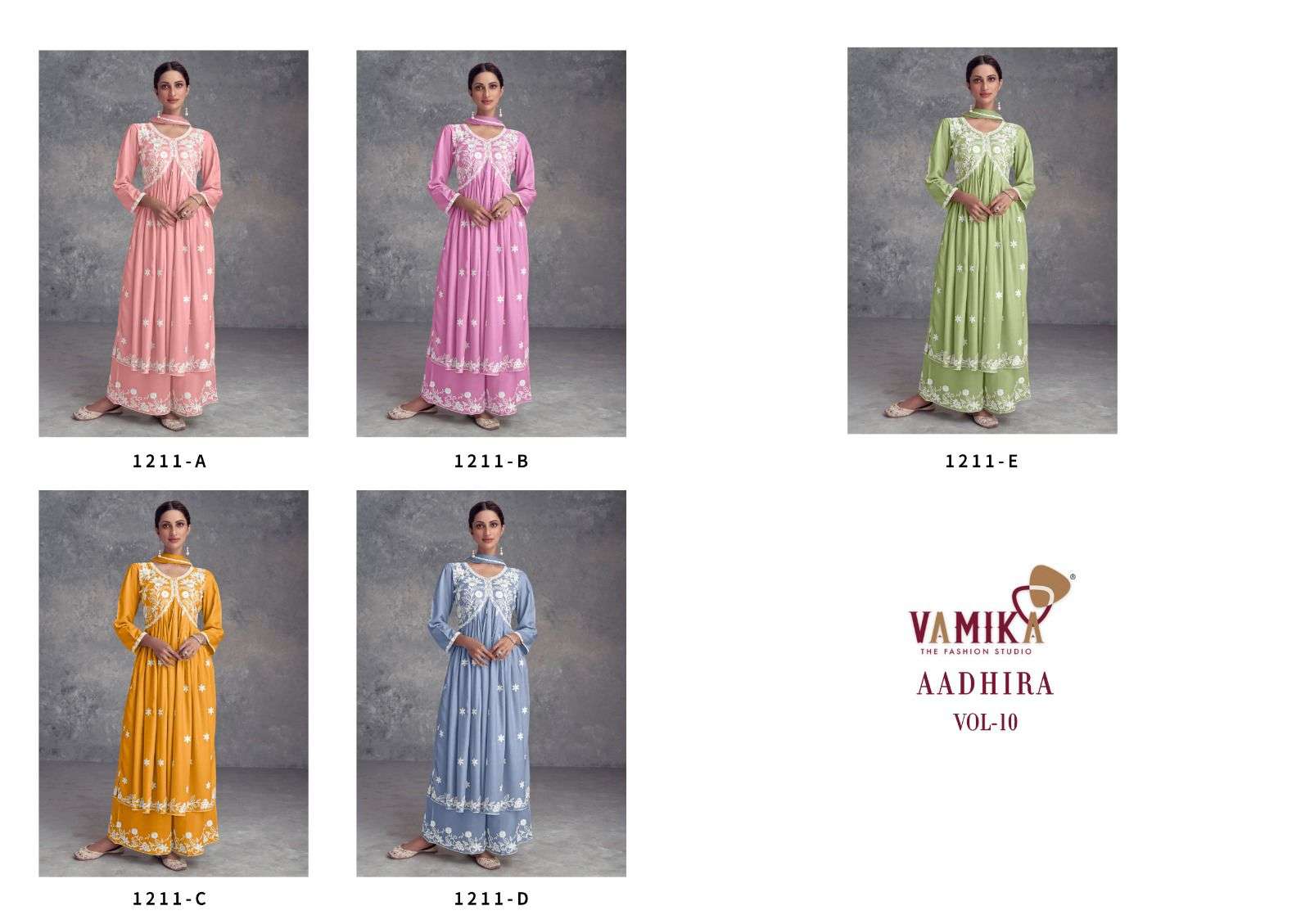 AADHIRA VOL-10 BY VAMIKA PURE RAYON HEAVY LAKHNAVI EMBROIDERY 3 PCS SET 