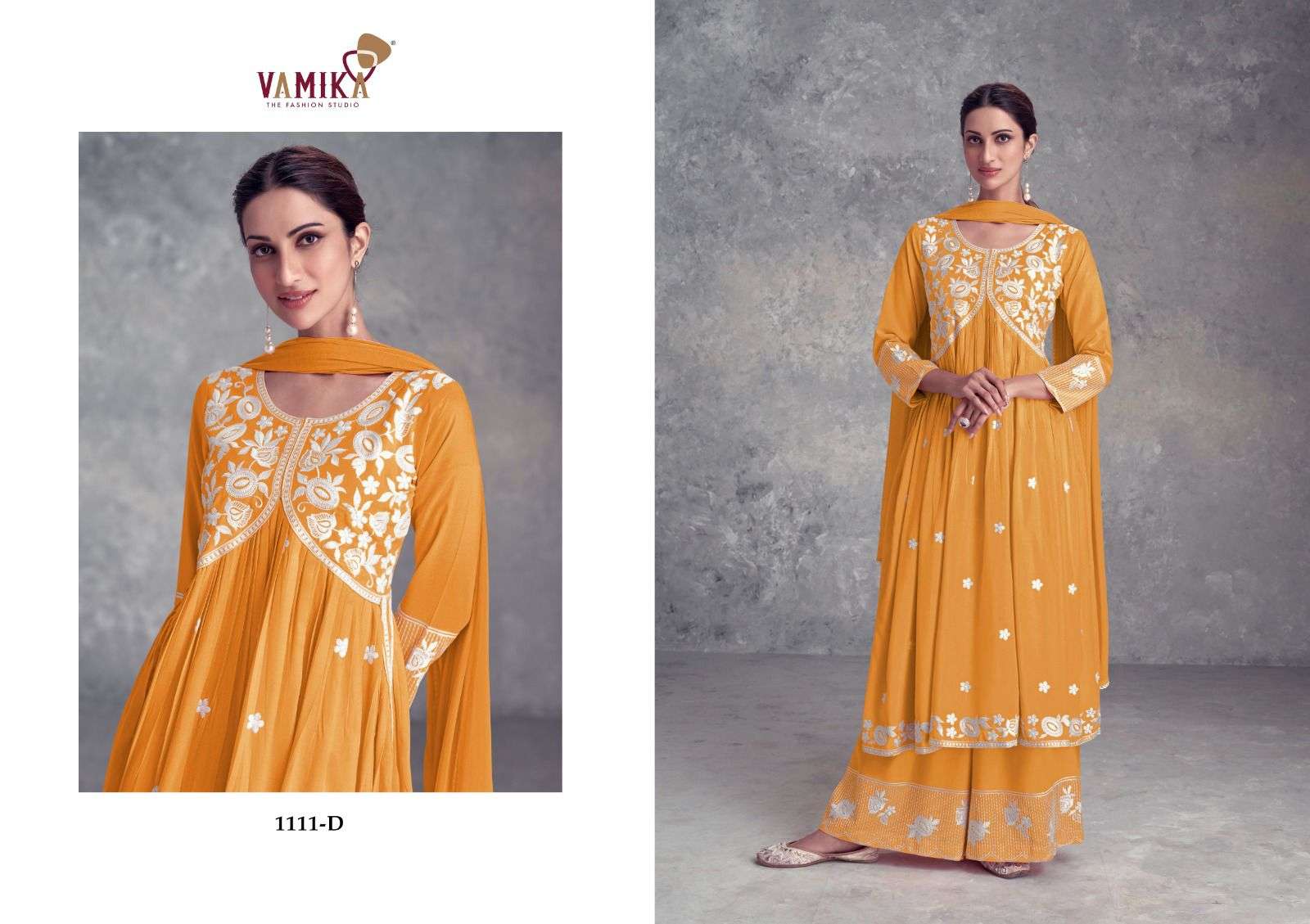 AADHIRA VOL-9 DARK COLOUR BY VAMIKA PURE RAYON FULL STICHED WITH HEAVY LAKHNAVI WORK 