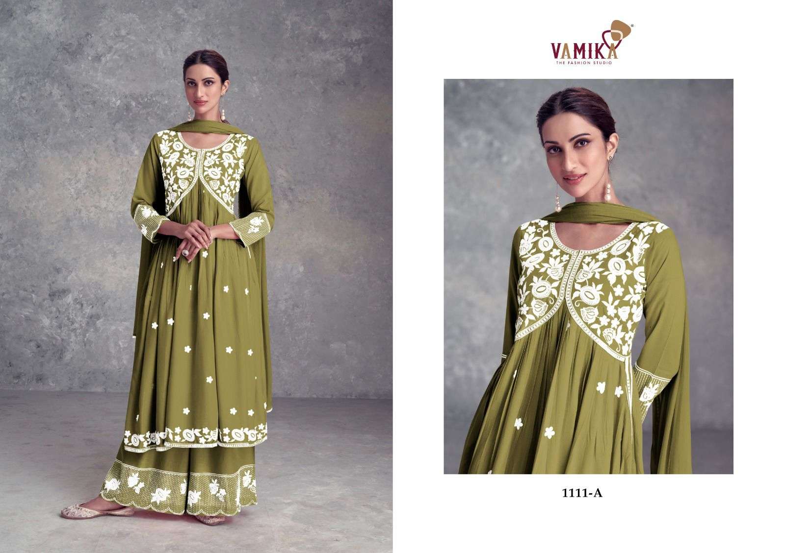 AADHIRA VOL-9 DARK COLOUR BY VAMIKA PURE RAYON FULL STICHED WITH HEAVY LAKHNAVI WORK 