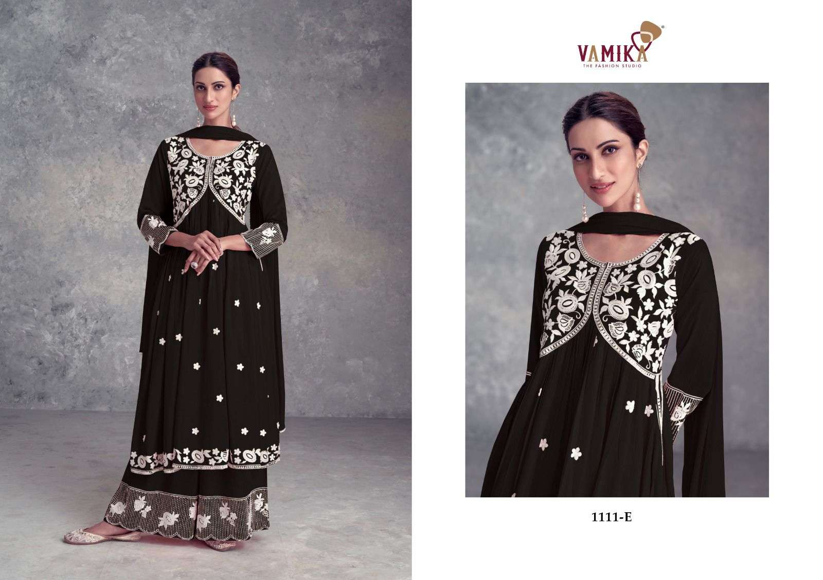 AADHIRA VOL-9 DARK COLOUR BY VAMIKA PURE RAYON FULL STICHED WITH HEAVY LAKHNAVI WORK 