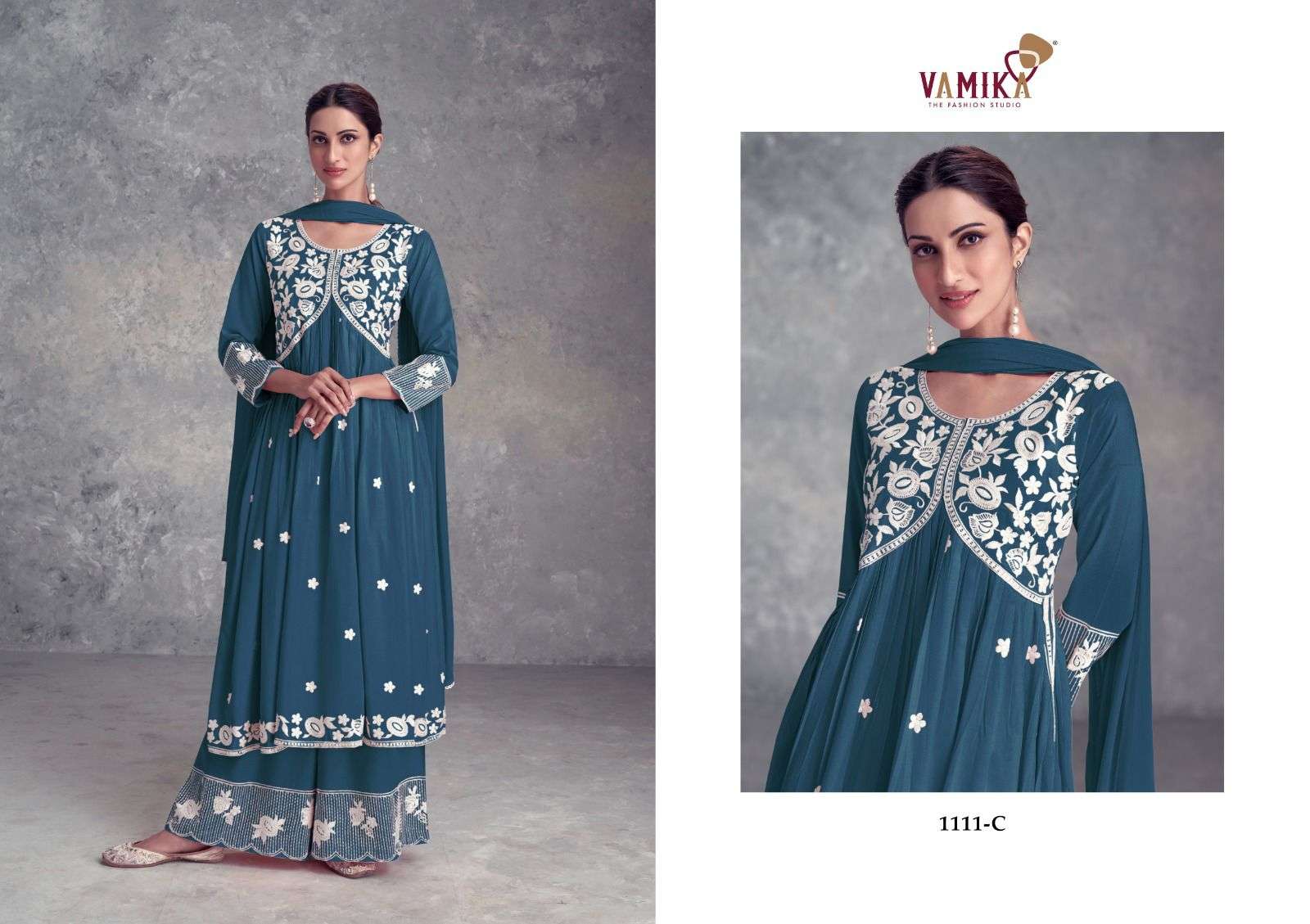 AADHIRA VOL-9 DARK COLOUR BY VAMIKA PURE RAYON FULL STICHED WITH HEAVY LAKHNAVI WORK 