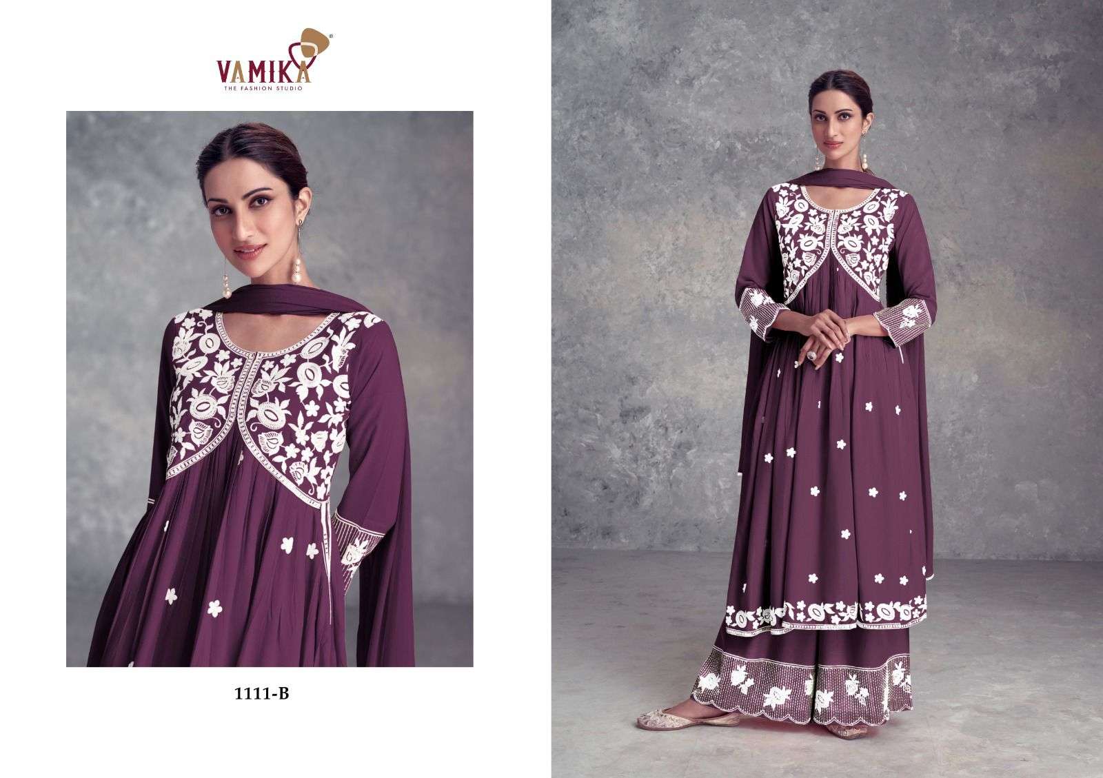 AADHIRA VOL-9 DARK COLOUR BY VAMIKA PURE RAYON FULL STICHED WITH HEAVY LAKHNAVI WORK 