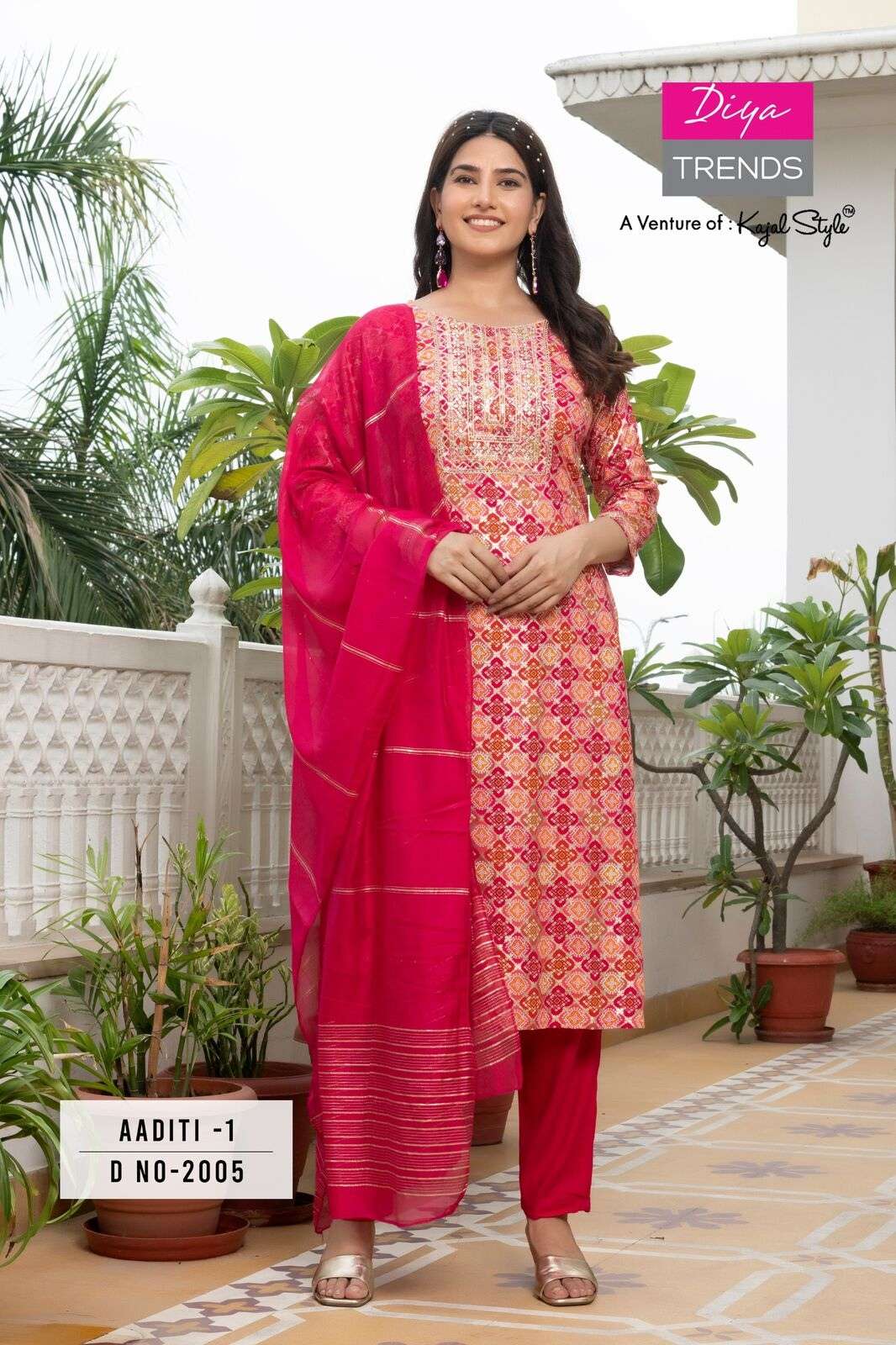 ADITI VOL-1 BY DIYA TRENDS RAYON FABRIC STRAIGHT CUT KURTI PANT WITH DUPATTA 
