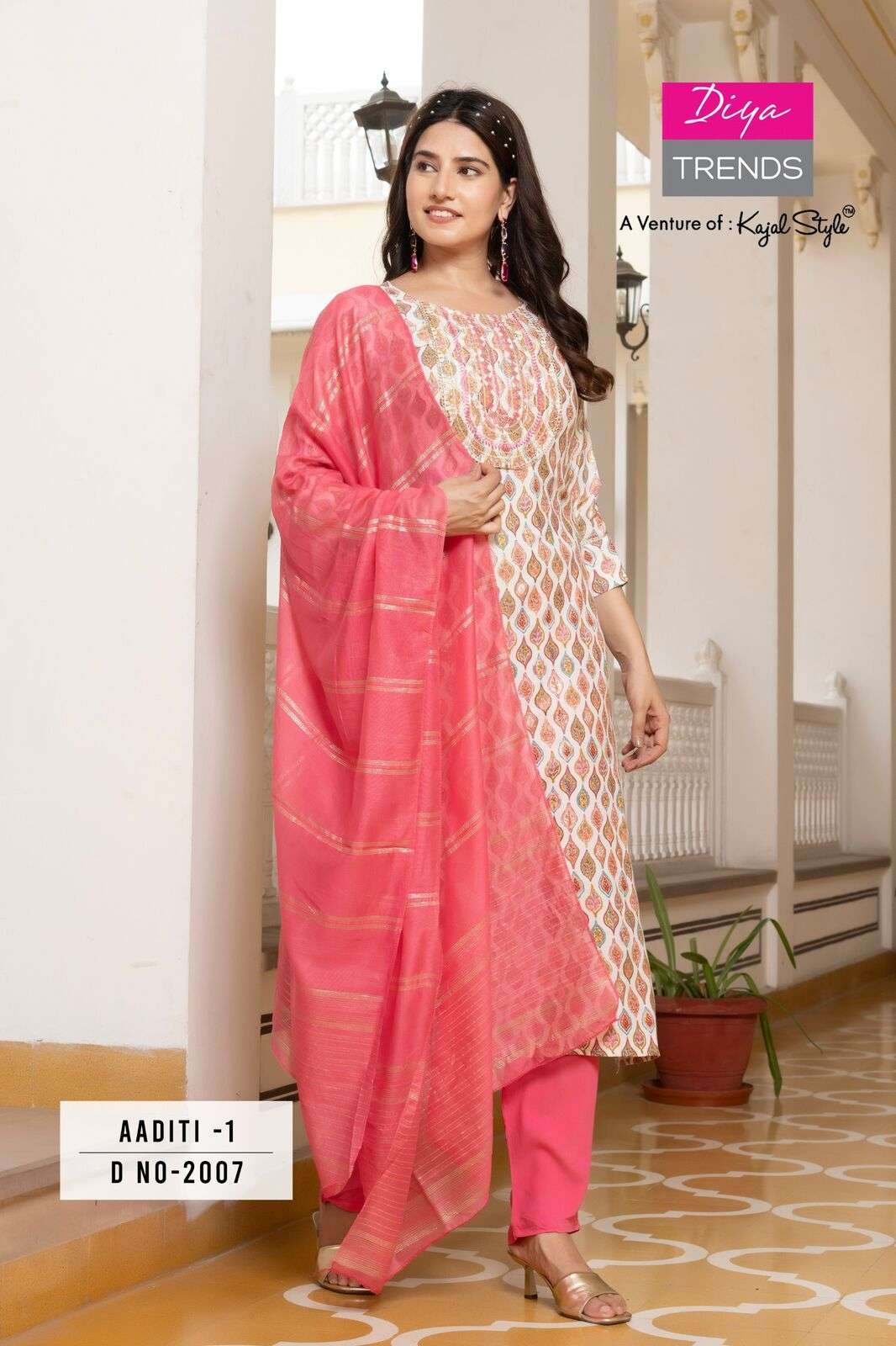 ADITI VOL-1 BY DIYA TRENDS RAYON FABRIC STRAIGHT CUT KURTI PANT WITH DUPATTA 