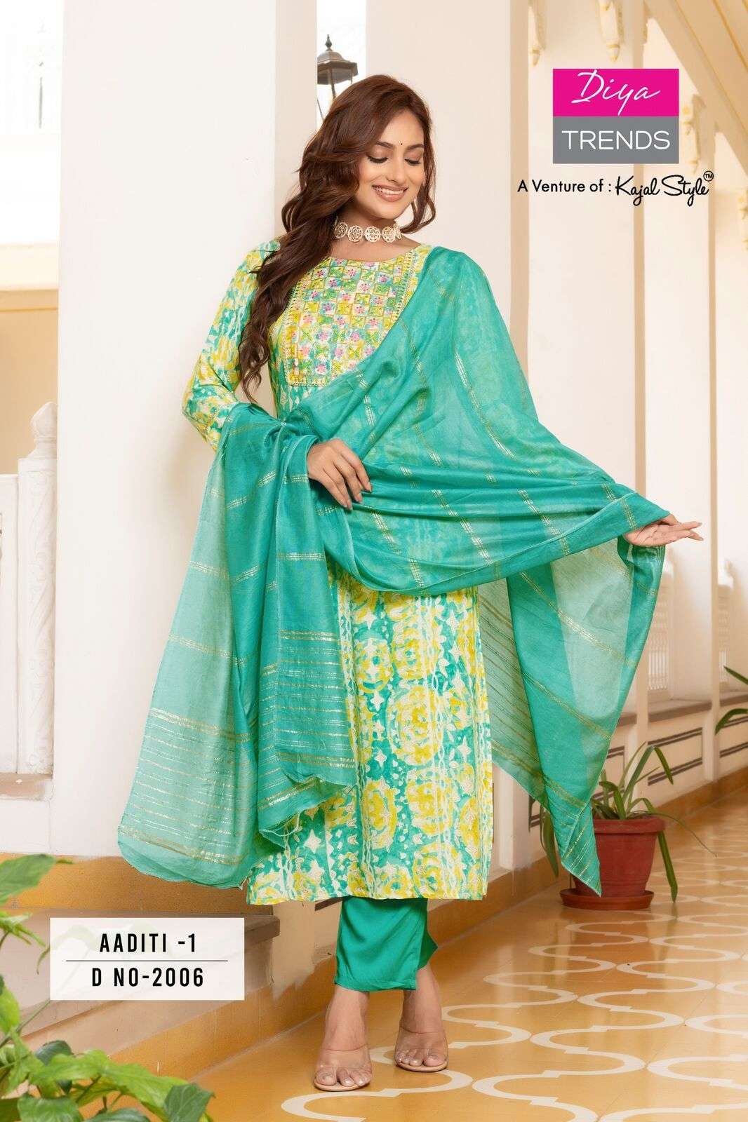 ADITI VOL-1 BY DIYA TRENDS RAYON FABRIC STRAIGHT CUT KURTI PANT WITH DUPATTA 
