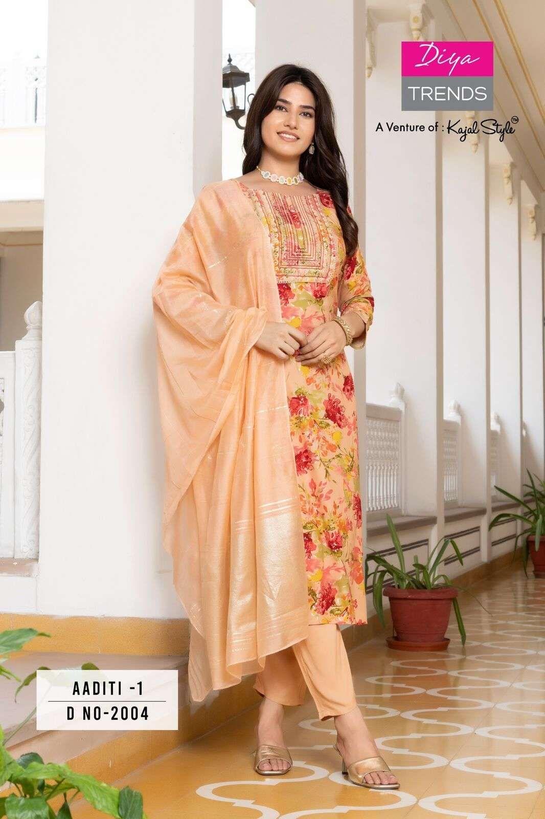 ADITI VOL-1 BY DIYA TRENDS RAYON FABRIC STRAIGHT CUT KURTI PANT WITH DUPATTA 