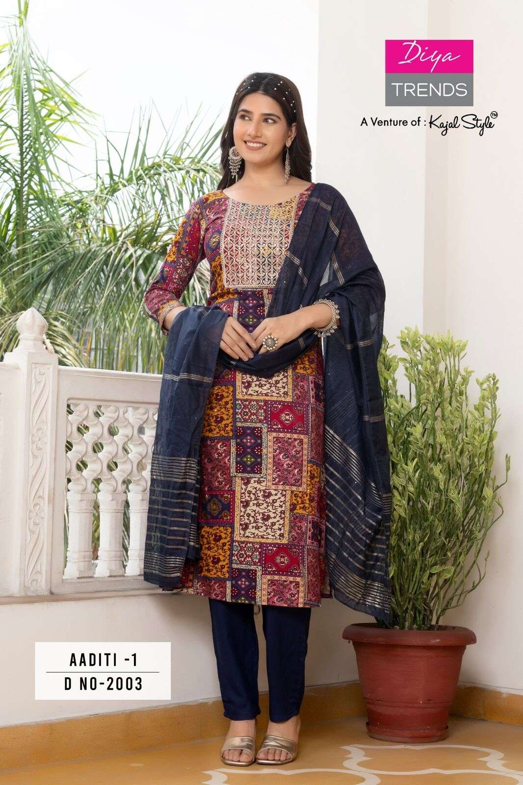 ADITI VOL-1 BY DIYA TRENDS RAYON FABRIC STRAIGHT CUT KURTI PANT WITH DUPATTA 