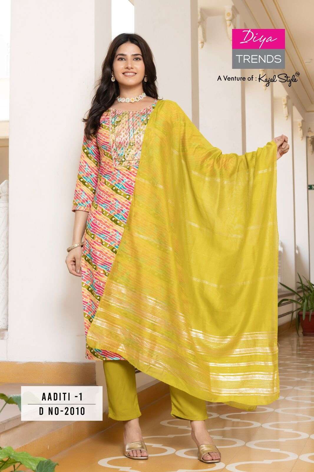 ADITI VOL-1 BY DIYA TRENDS RAYON FABRIC STRAIGHT CUT KURTI PANT WITH DUPATTA 