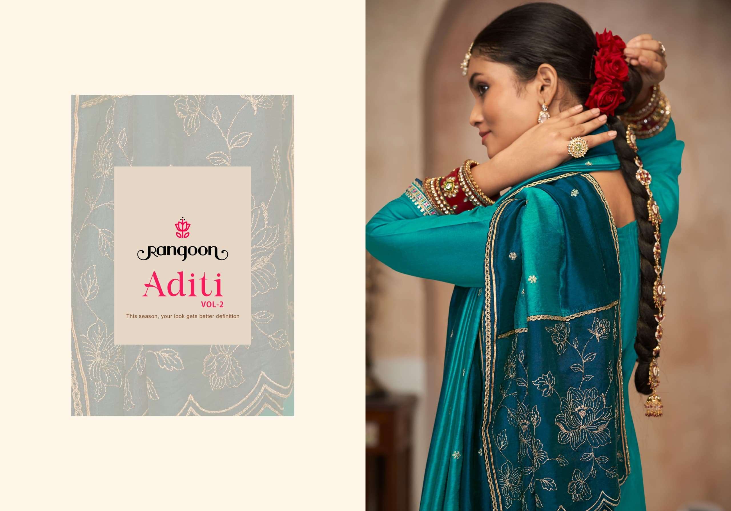 ADITI VOL-2 BY RANGOON PURE VISCOSE EMBROIDERY WORK NECK WITH FULL INNER 