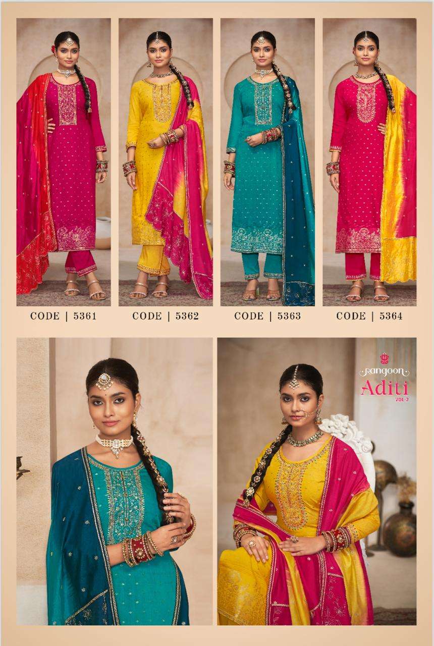 ADITI VOL-2 BY RANGOON PURE VISCOSE EMBROIDERY WORK NECK WITH FULL INNER 