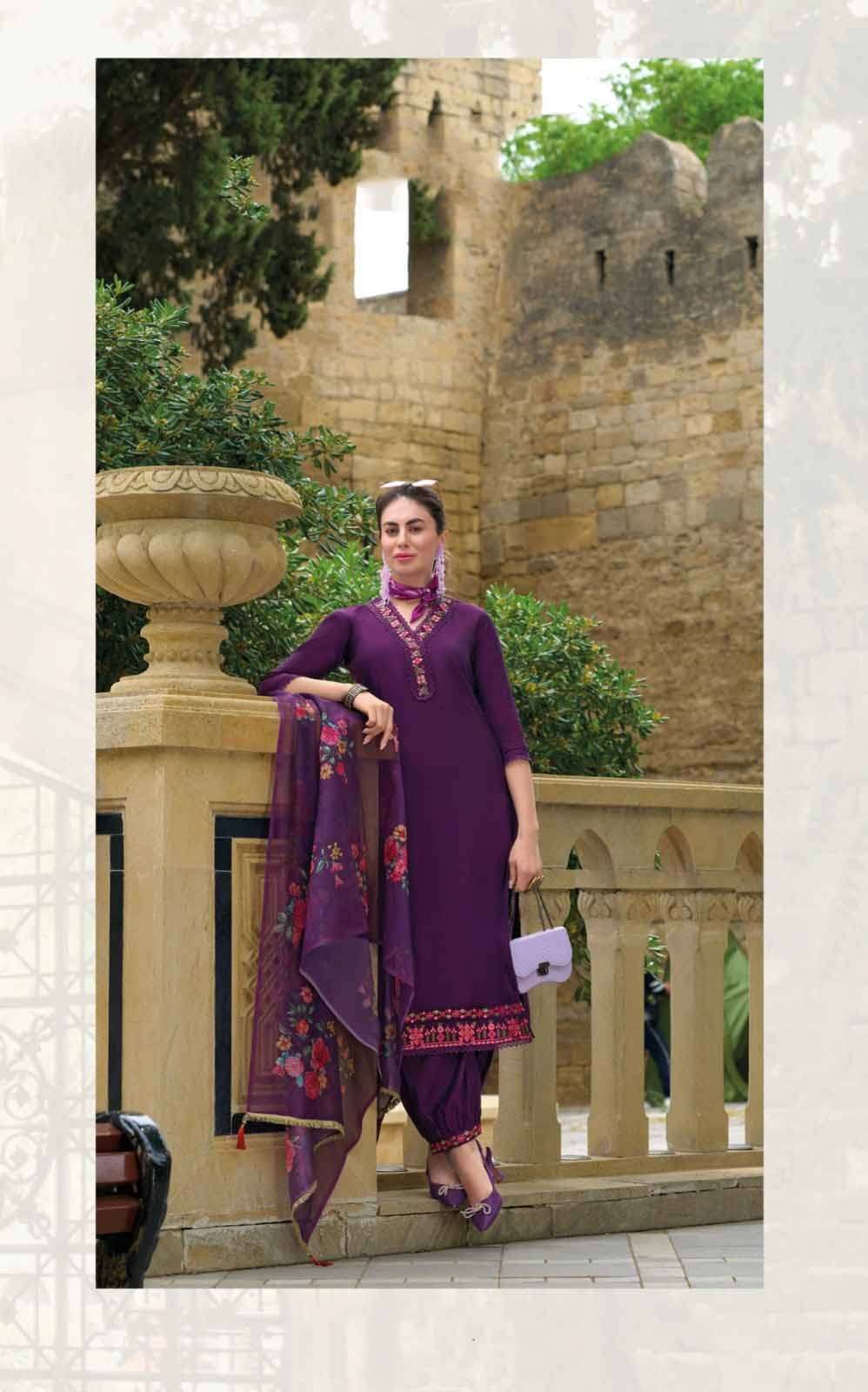 AF-20004 LL KURTI & AFGHANI STYLE BOTTOM WITH ORGANZA PRINT DUPATTA 