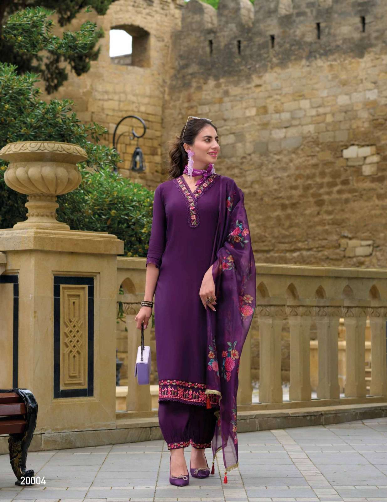 AF-20004 LL KURTI & AFGHANI STYLE BOTTOM WITH ORGANZA PRINT DUPATTA 