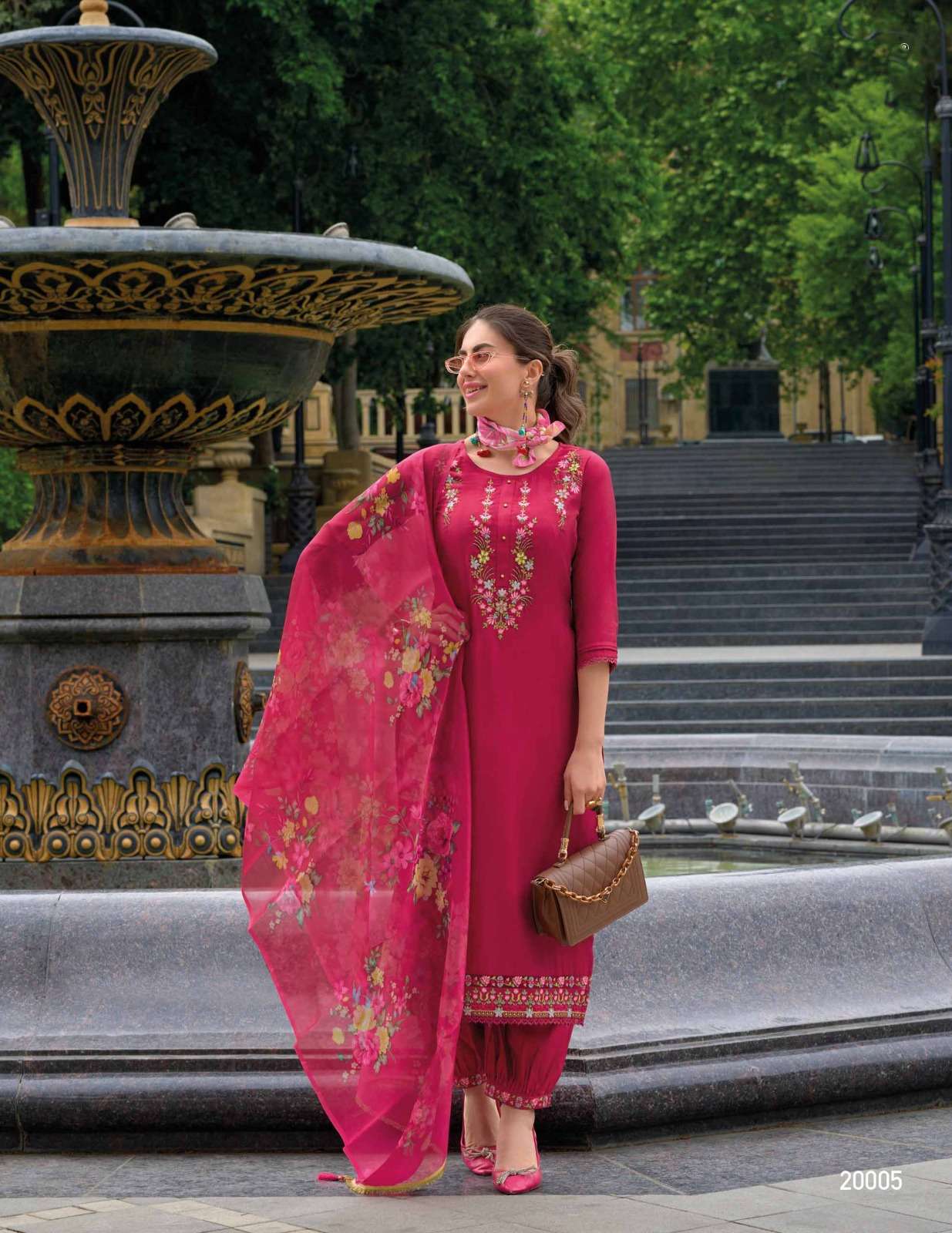 AF-20005 LL KURTI & AFGHANI STYLE BOTTOM WITH ORGANZA PRINT DUPATTA 