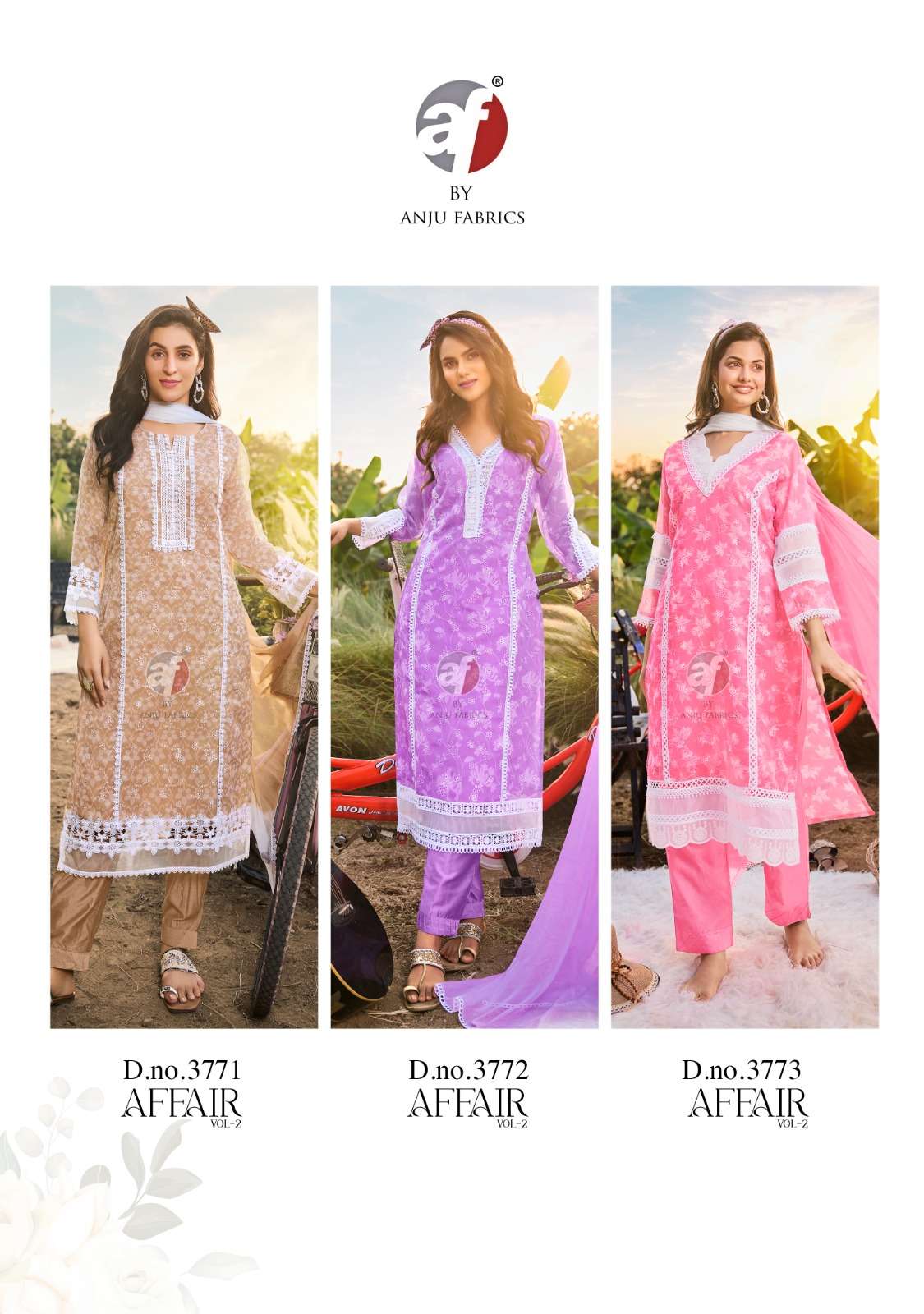 AFFAIR VOL-2 BY ANJU FABRICS PURE ORGANZA SCHIFFLI WITH DIGITAL PRINT 3 PCS SET 