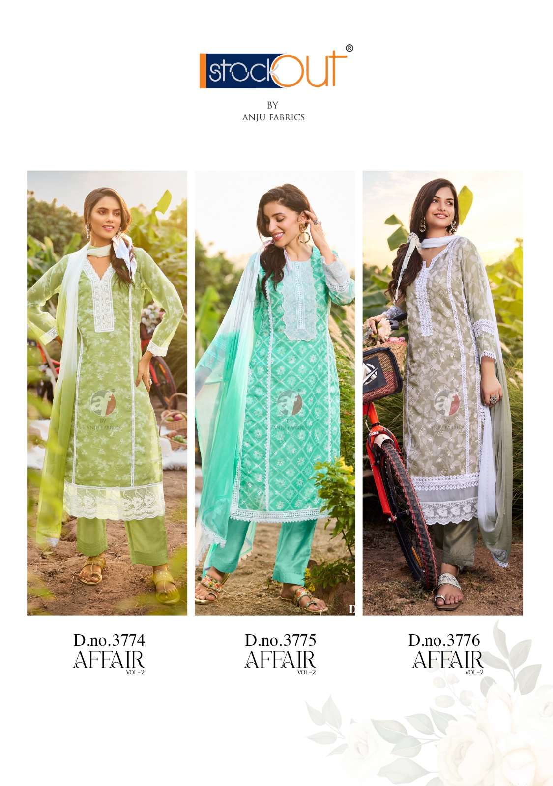 AFFAIR VOL-2 BY ANJU FABRICS PURE ORGANZA SCHIFFLI WITH DIGITAL PRINT 3 PCS SET 