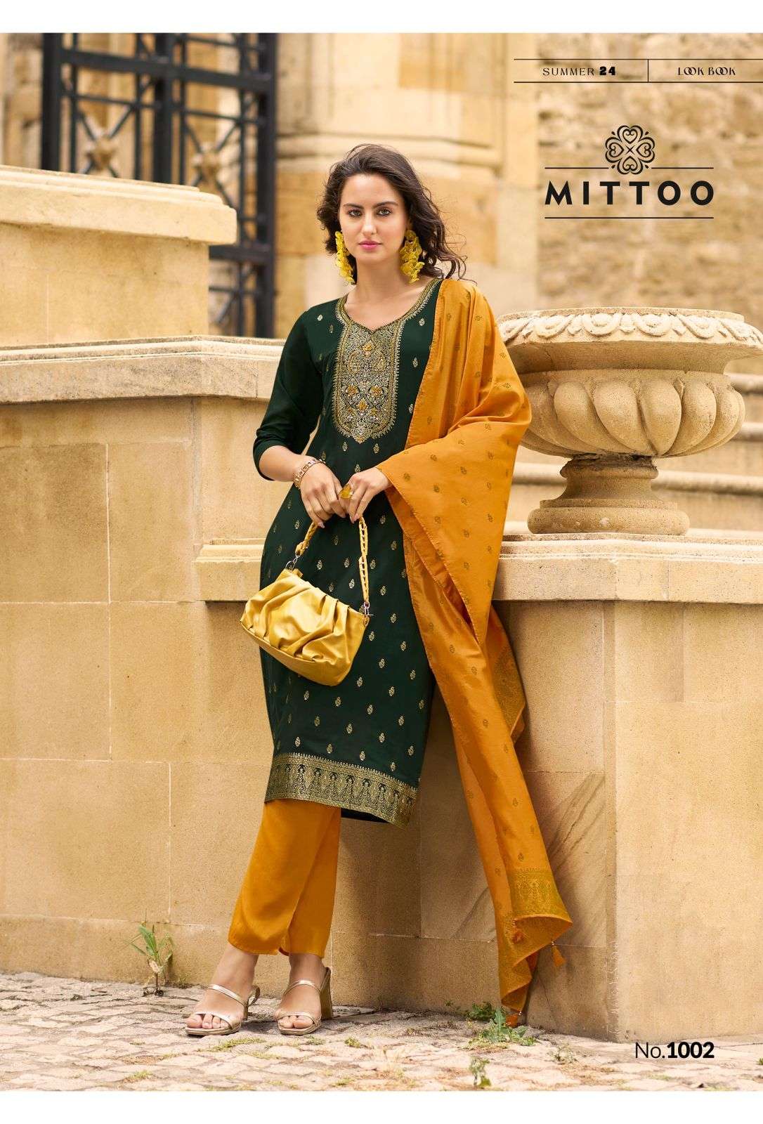 AFREEN BY MITTOO PURE MUSLIN JACQUARD THREAD HANDWORK 3 PCS SET