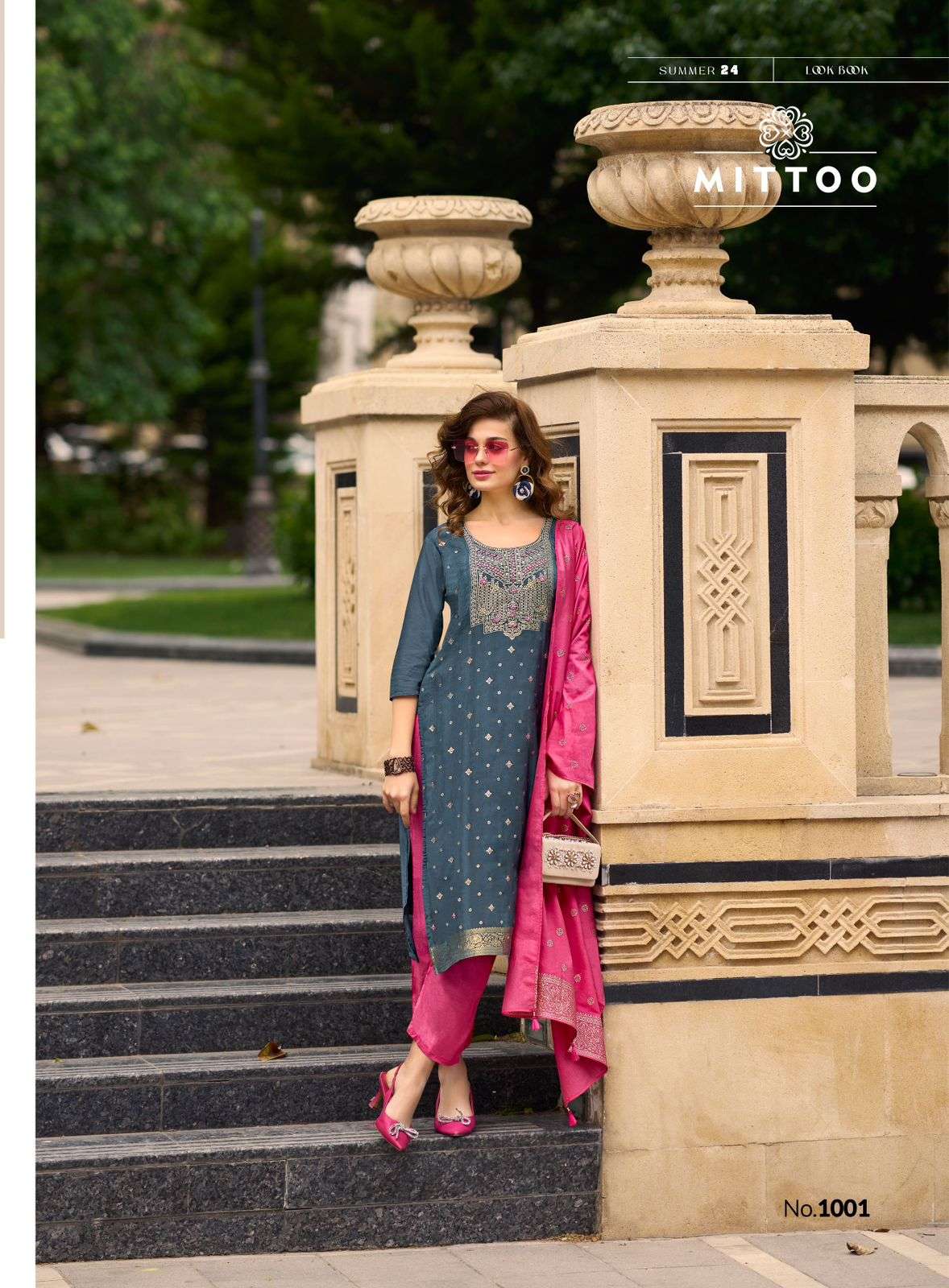 AFREEN BY MITTOO PURE MUSLIN JACQUARD THREAD HANDWORK 3 PCS SET