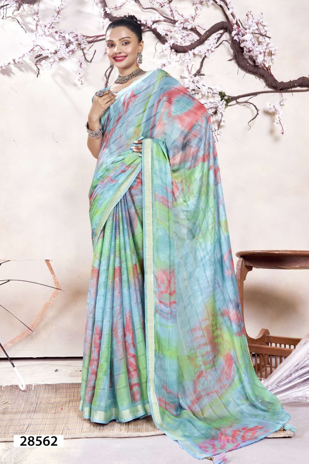 ARNAVI BY VALLABHI GEOREGETTE PRINTED CASUAL WEAR PRINTED SAREES 