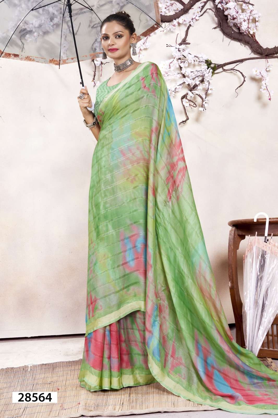 ARNAVI BY VALLABHI GEOREGETTE PRINTED CASUAL WEAR PRINTED SAREES 