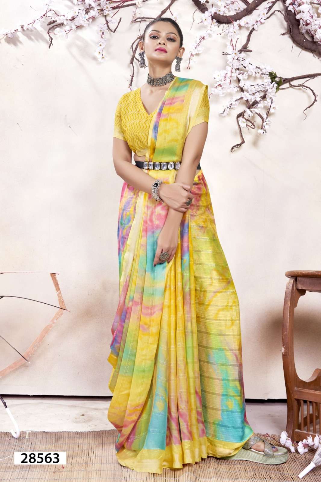 ARNAVI BY VALLABHI GEOREGETTE PRINTED CASUAL WEAR PRINTED SAREES 