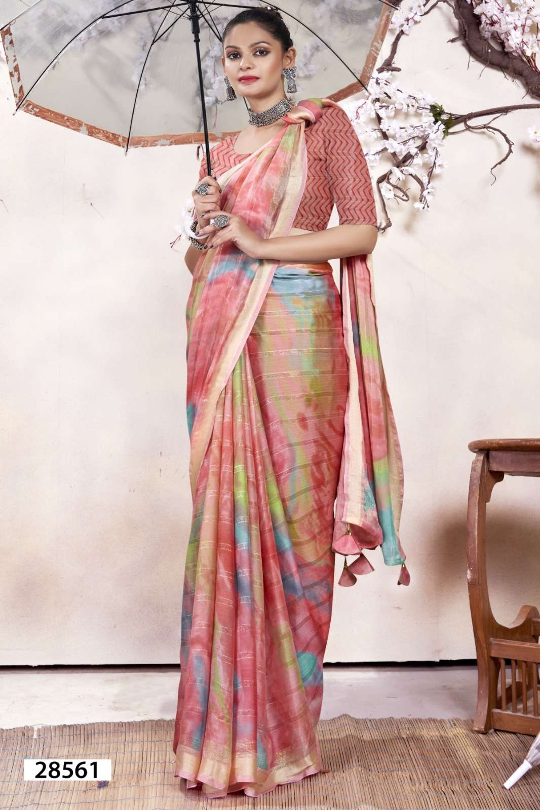 ARNAVI BY VALLABHI GEOREGETTE PRINTED CASUAL WEAR PRINTED SAREES 