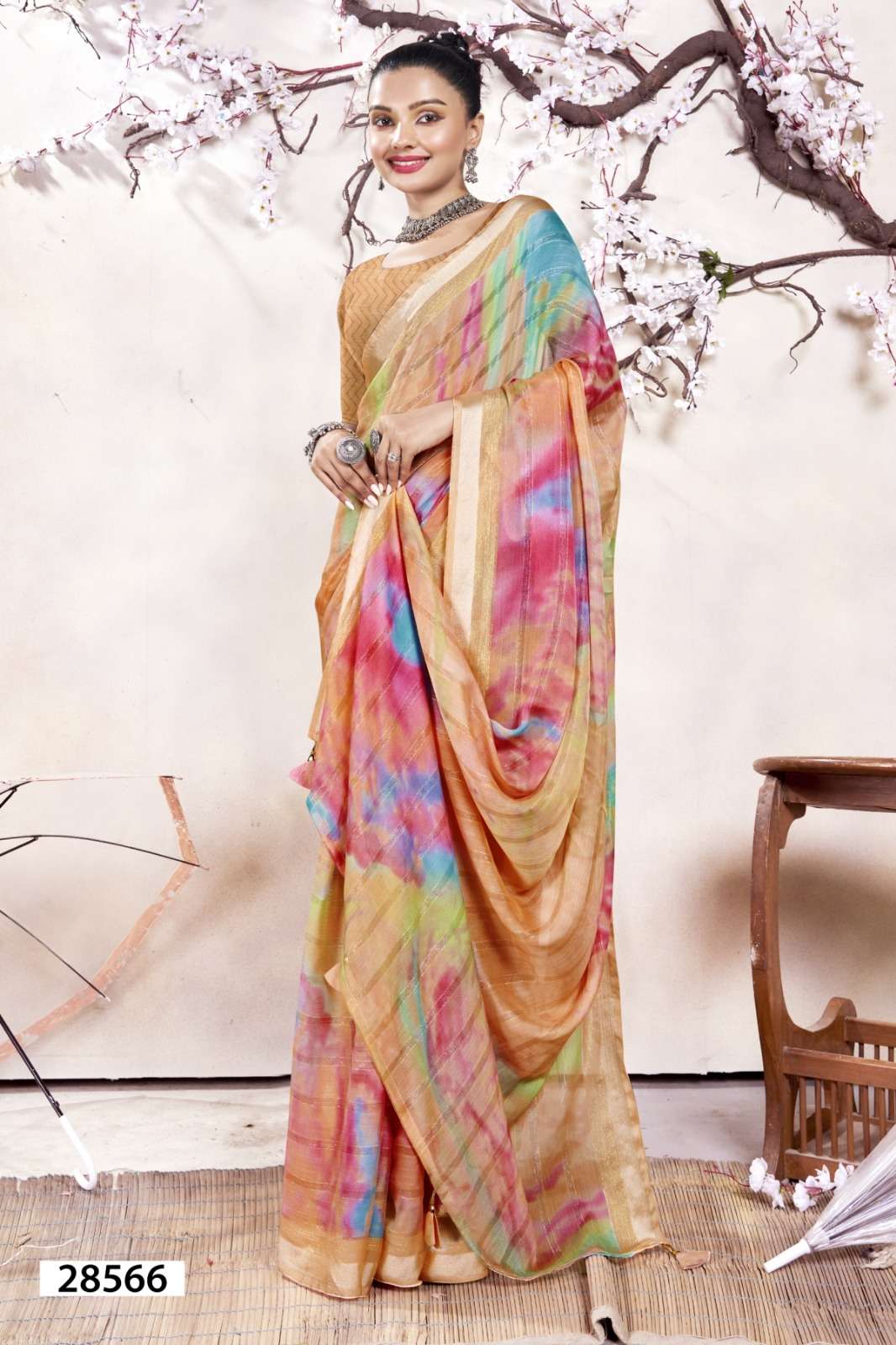 ARNAVI BY VALLABHI GEOREGETTE PRINTED CASUAL WEAR PRINTED SAREES 