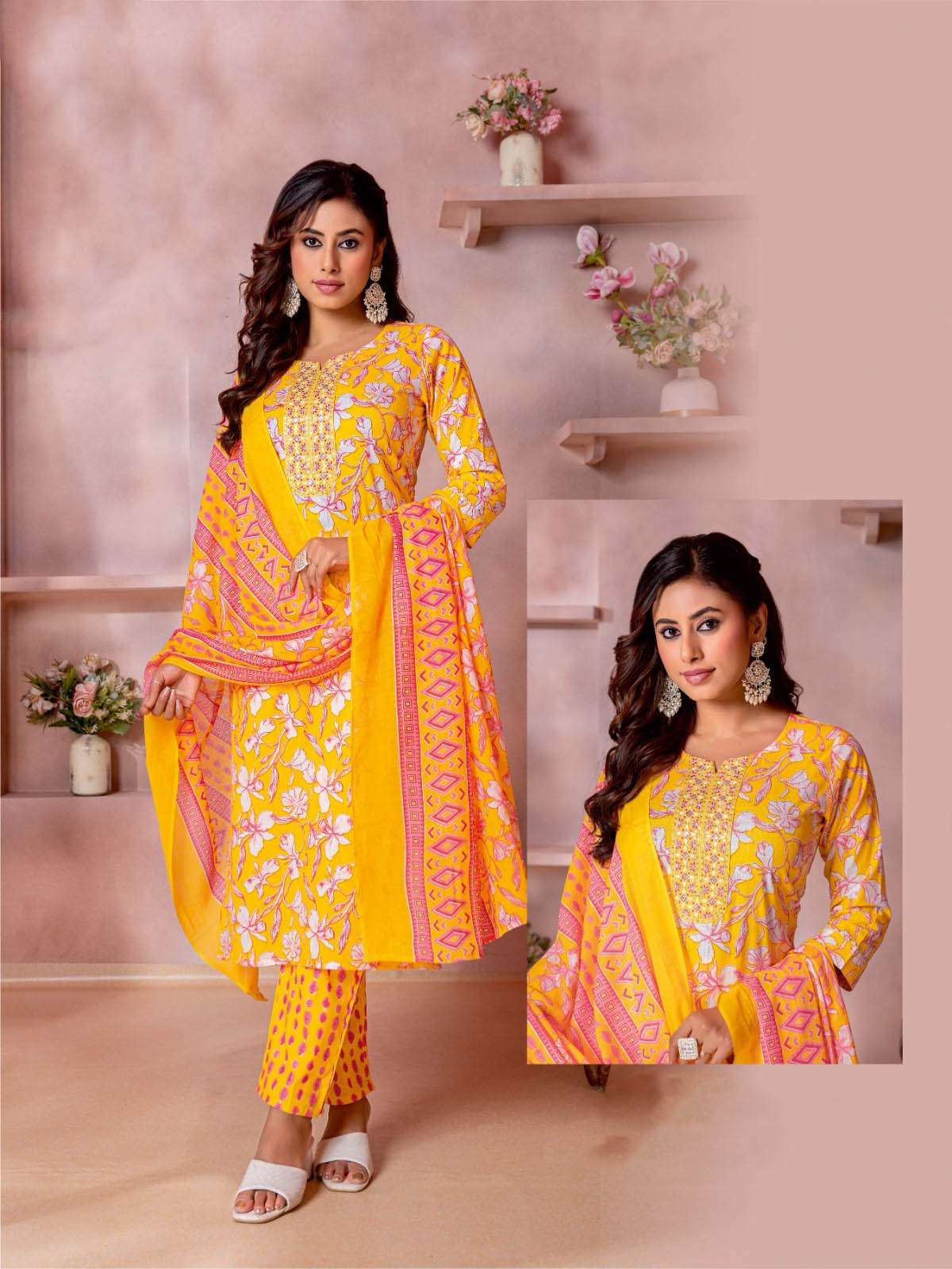 AT-201 BY KA COTTON PRINT 3 PIECE CONCEPT WITH STRAIGHT CUT 