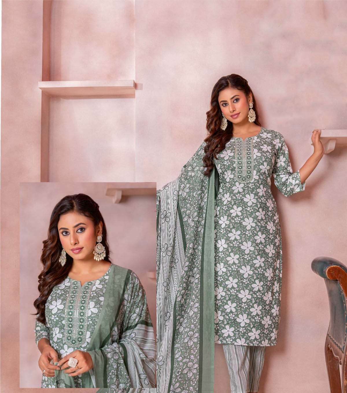 AT-202 BY KA COTTON PRINT 3 PIECE CONCEPT WITH STRAIGHT CUT 