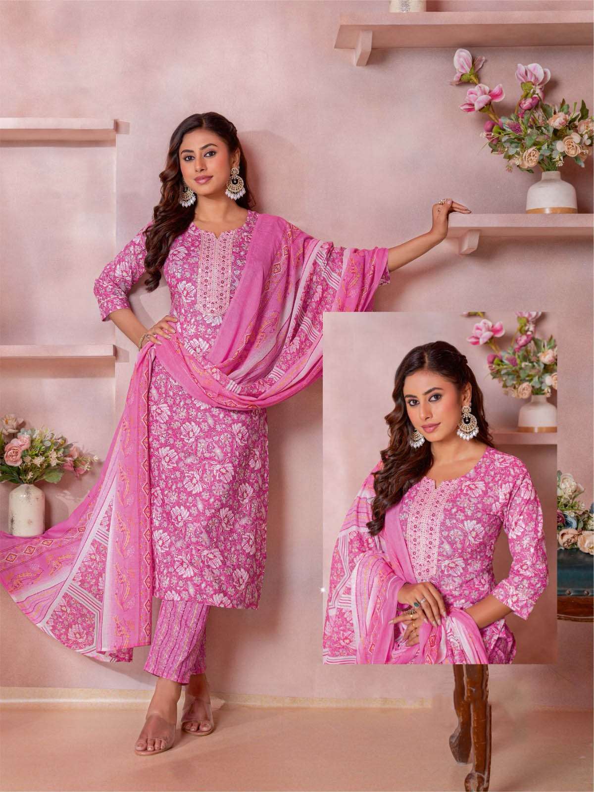 AT-203 BY KA COTTON PRINT 3 PIECE CONCEPT WITH STRAIGHT CUT 