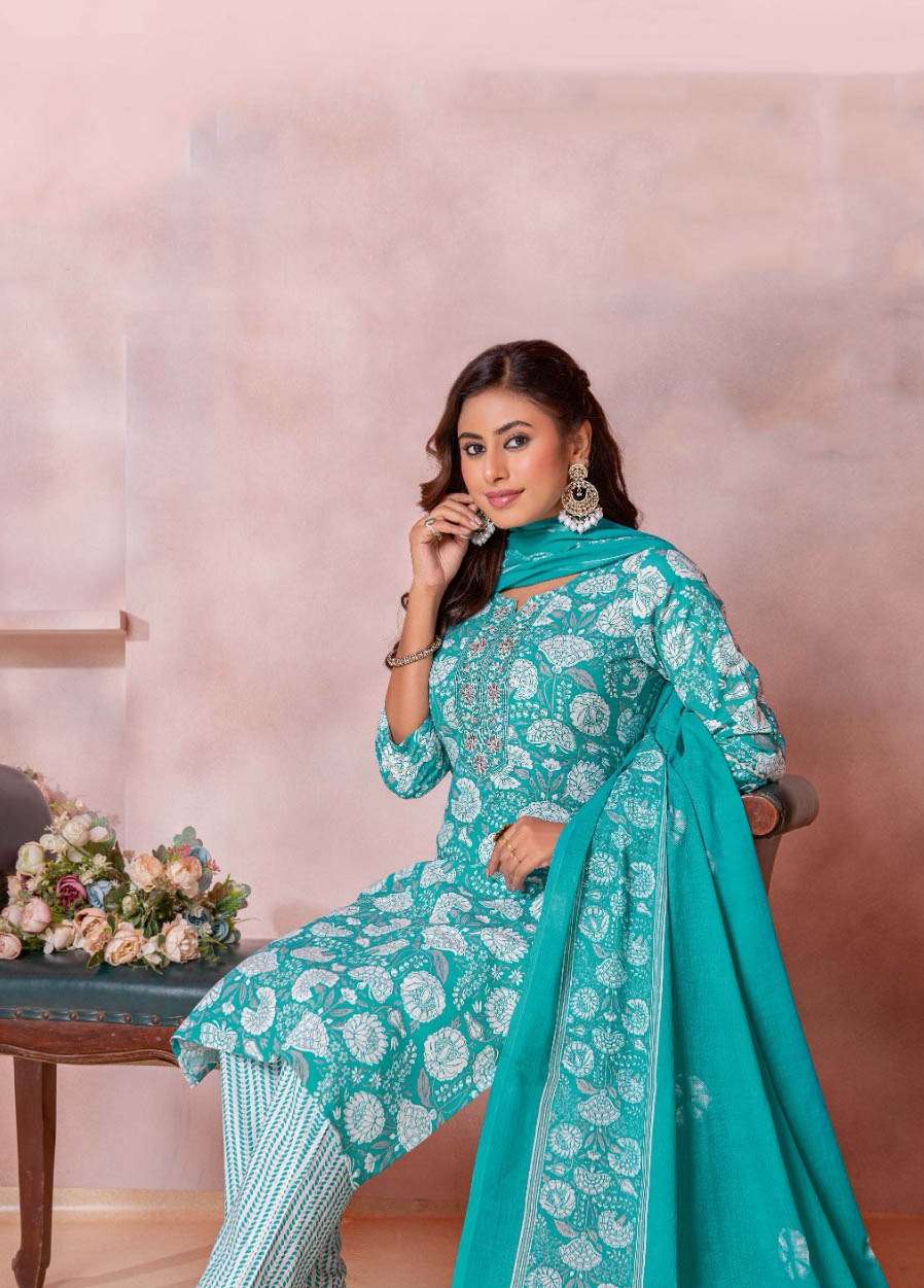 AT-204 BY KA COTTON PRINT 3 PIECE CONCEPT WITH STRAIGHT CUT 