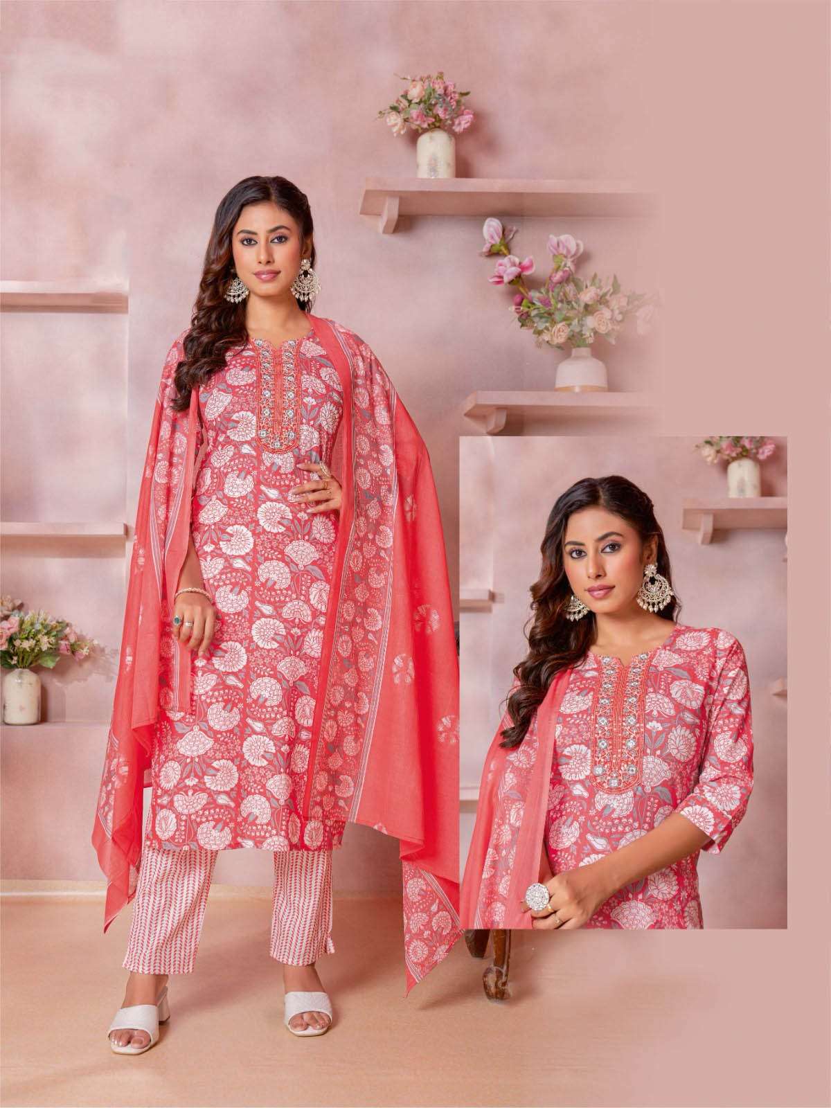 AT-205 BY KA COTTON PRINT 3 PIECE CONCEPT WITH STRAIGHT CUT 