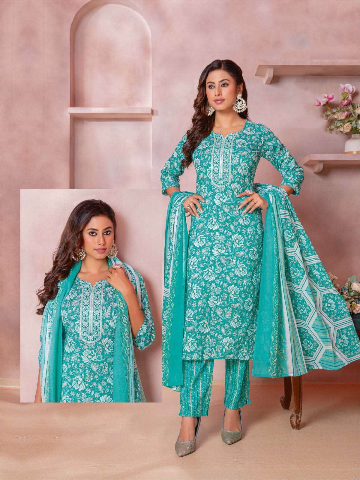 AT-206 BY KA COTTON PRINT 3 PIECE CONCEPT WITH STRAIGHT CUT 