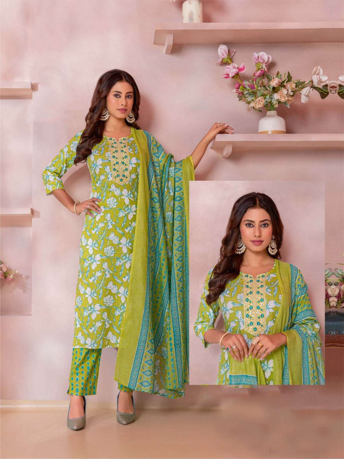 AT-207 BY KA COTTON PRINT 3 PIECE CONCEPT WITH STRAIGHT CUT 