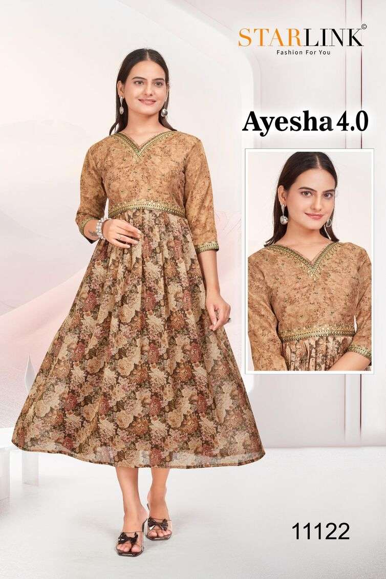 AYESHA 4.0 BY STARLINK SILK WITH DIGITAL PRINT GHERA WITH PLEATING PATTERN 