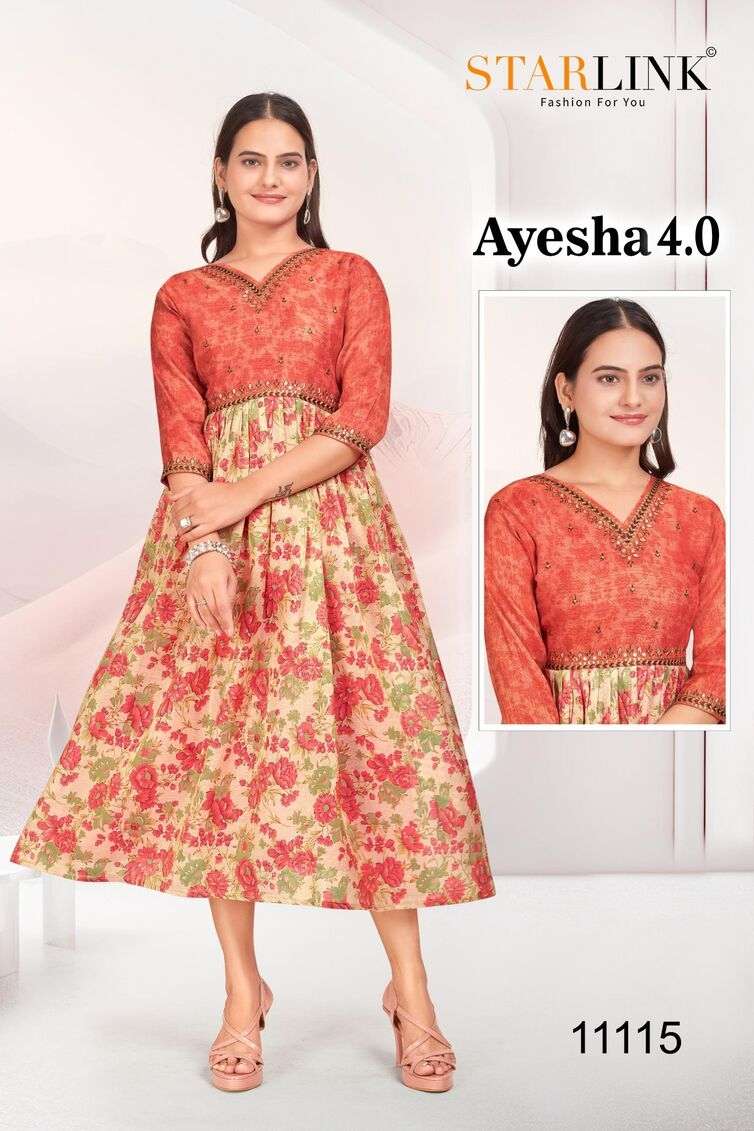 AYESHA 4.0 BY STARLINK SILK WITH DIGITAL PRINT GHERA WITH PLEATING PATTERN 