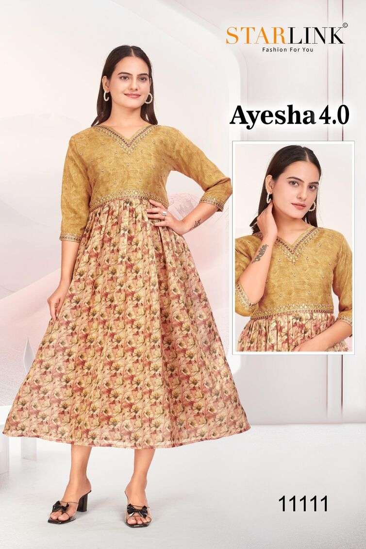 AYESHA 4.0 BY STARLINK SILK WITH DIGITAL PRINT GHERA WITH PLEATING PATTERN 