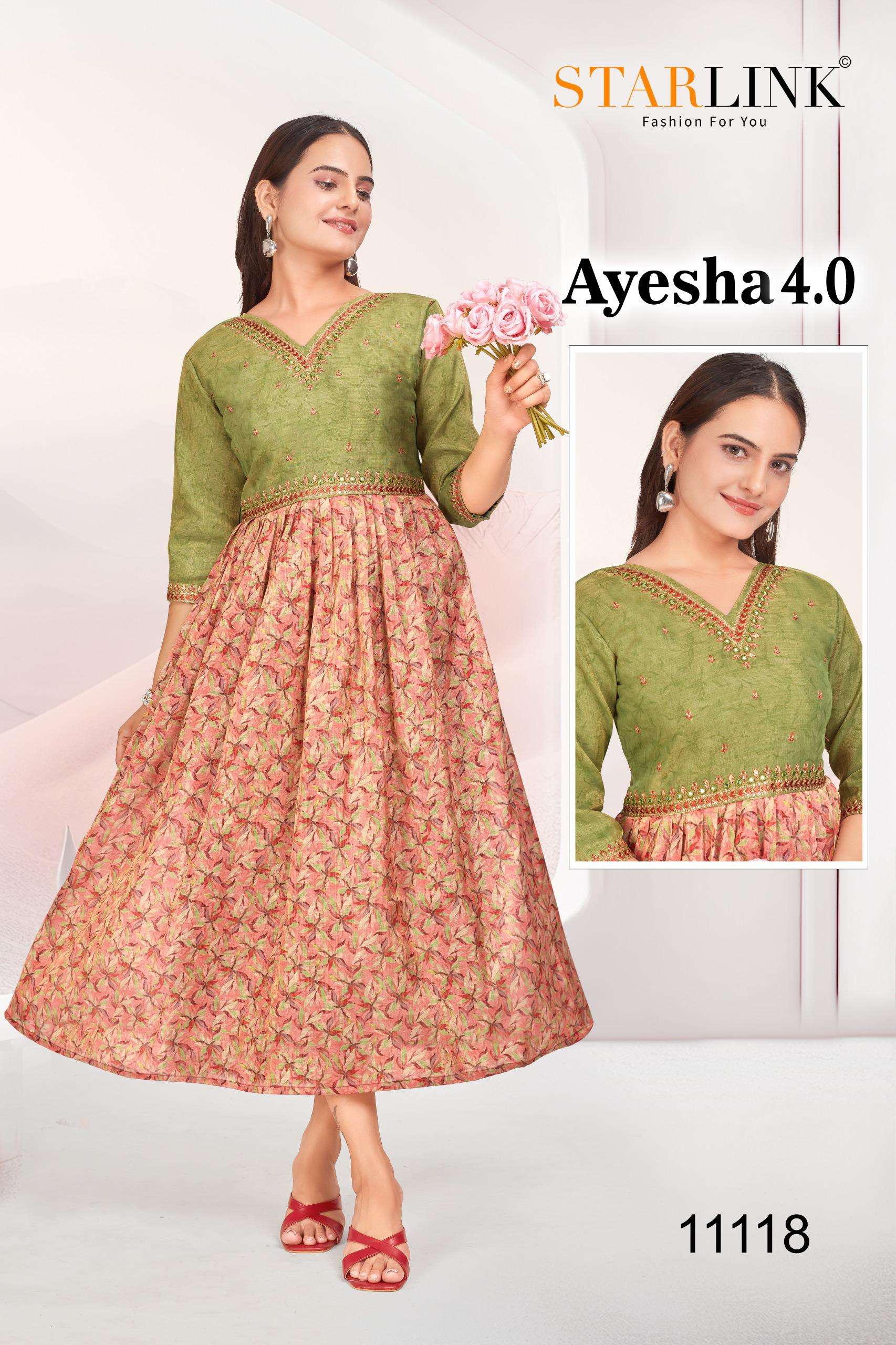 AYESHA 4.0 BY STARLINK SILK WITH DIGITAL PRINT GHERA WITH PLEATING PATTERN 