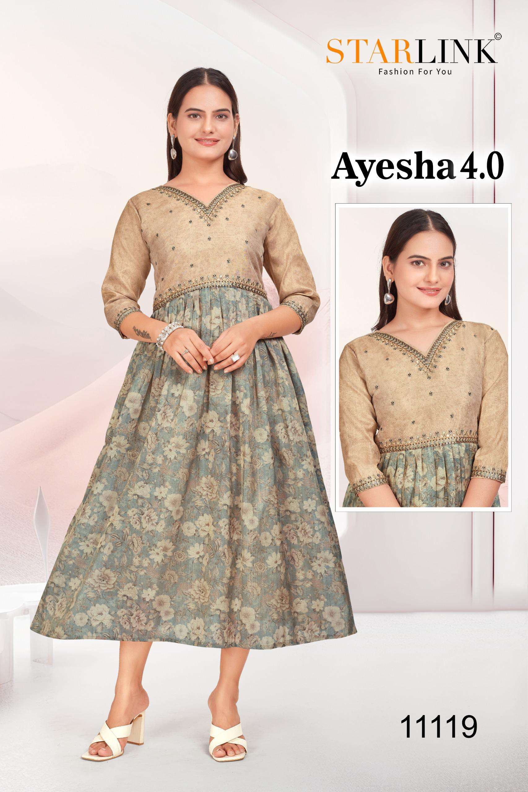 AYESHA 4.0 BY STARLINK SILK WITH DIGITAL PRINT GHERA WITH PLEATING PATTERN 