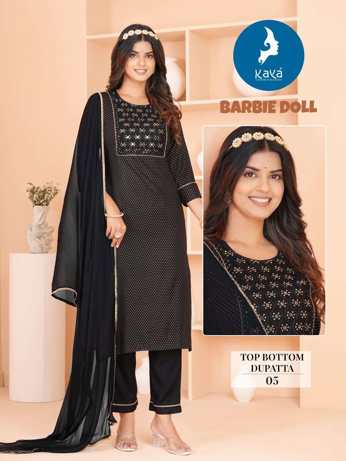 BARBIE DOLL BY KAYA KURTI 3 PIECE CONCEPT WITH STRAIGHT CUT RAYON WITH ONE SIDE POCKET 