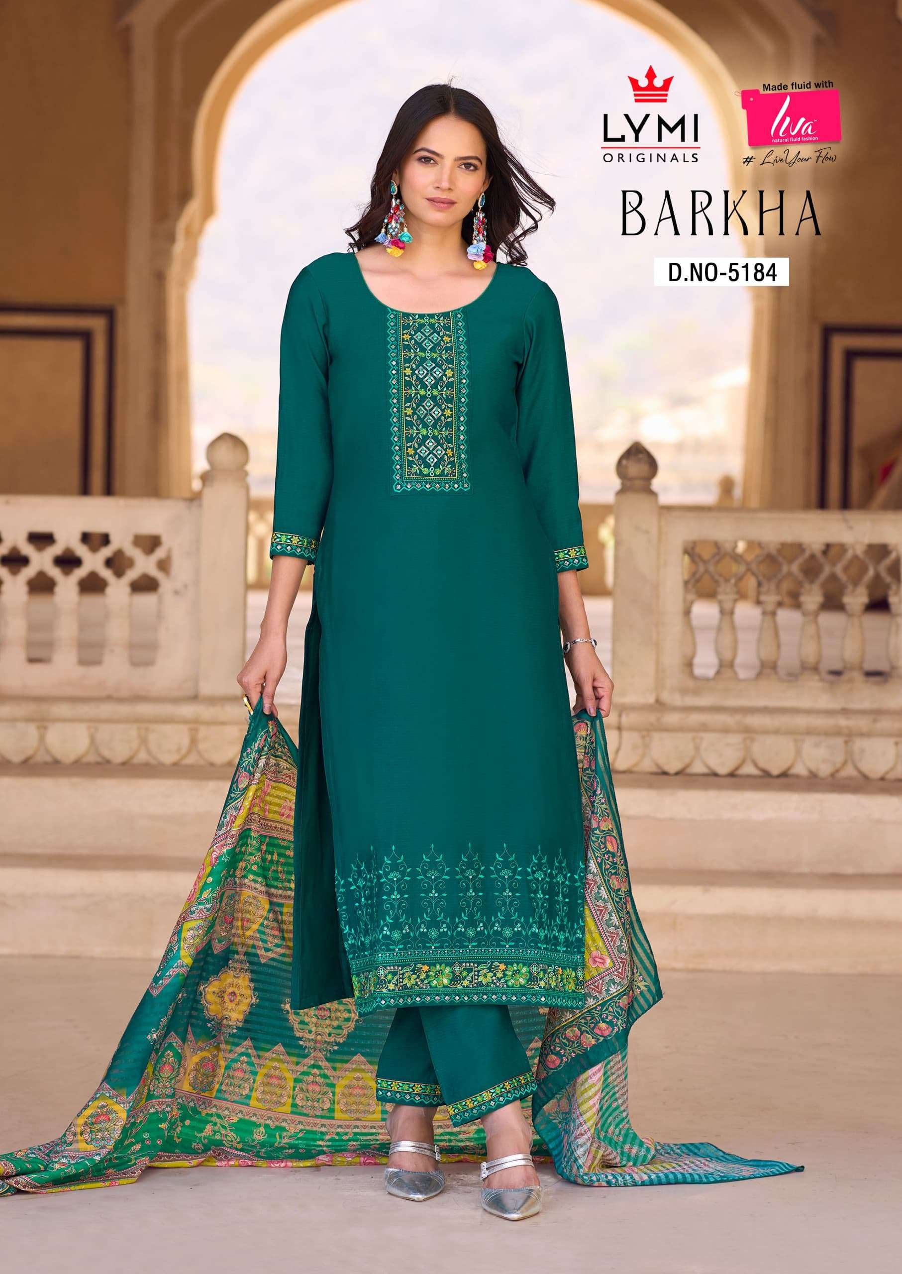 BARKHA BY LYMI FANCY EMBROIDERY WORK 3 PCS KURTI PANT WITH DUPATTA 