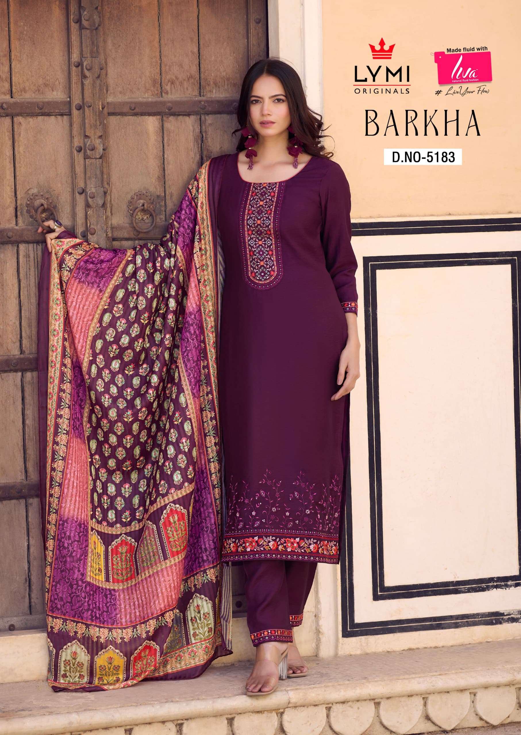 BARKHA BY LYMI FANCY EMBROIDERY WORK 3 PCS KURTI PANT WITH DUPATTA 
