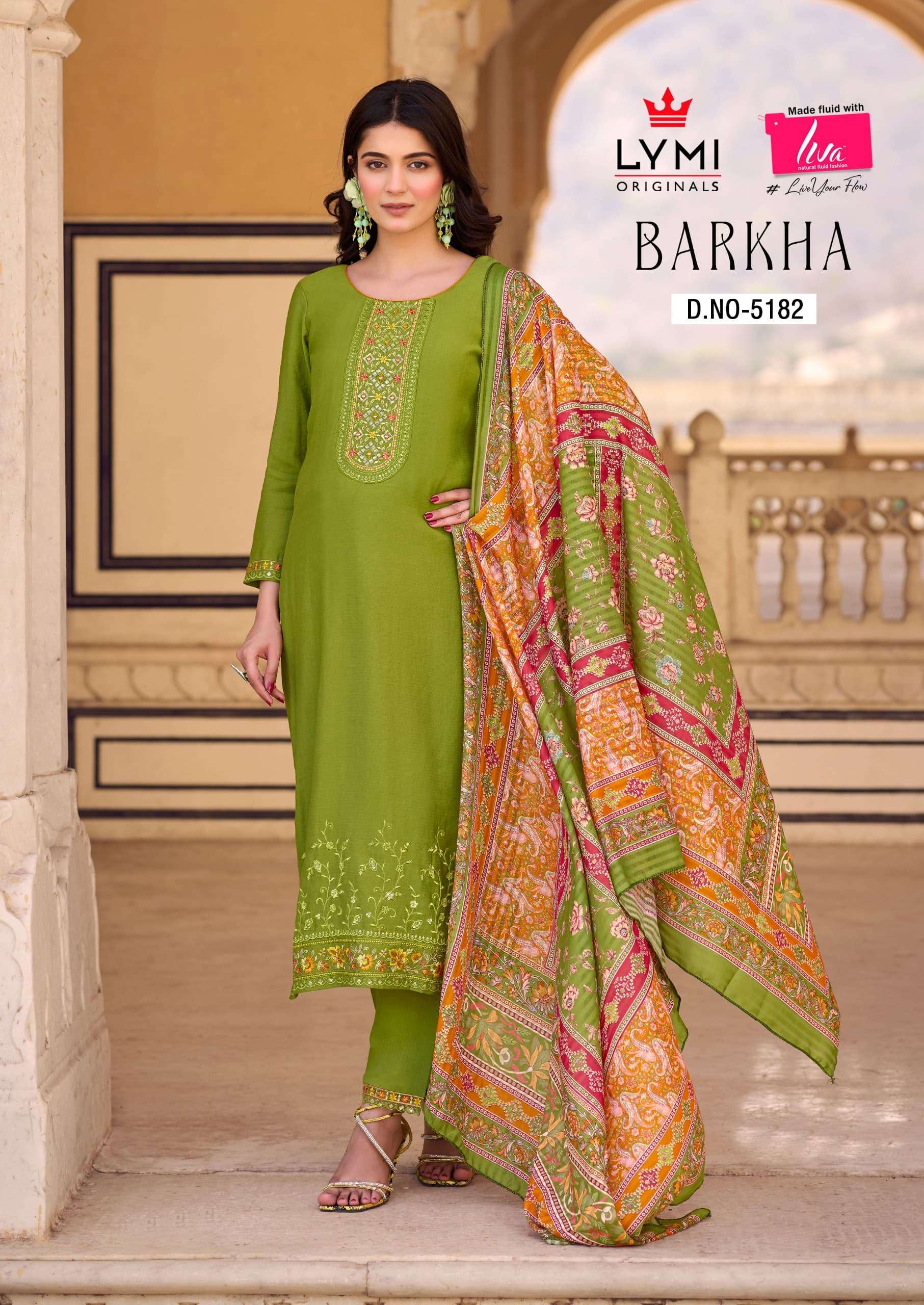 BARKHA BY LYMI FANCY EMBROIDERY WORK 3 PCS KURTI PANT WITH DUPATTA 