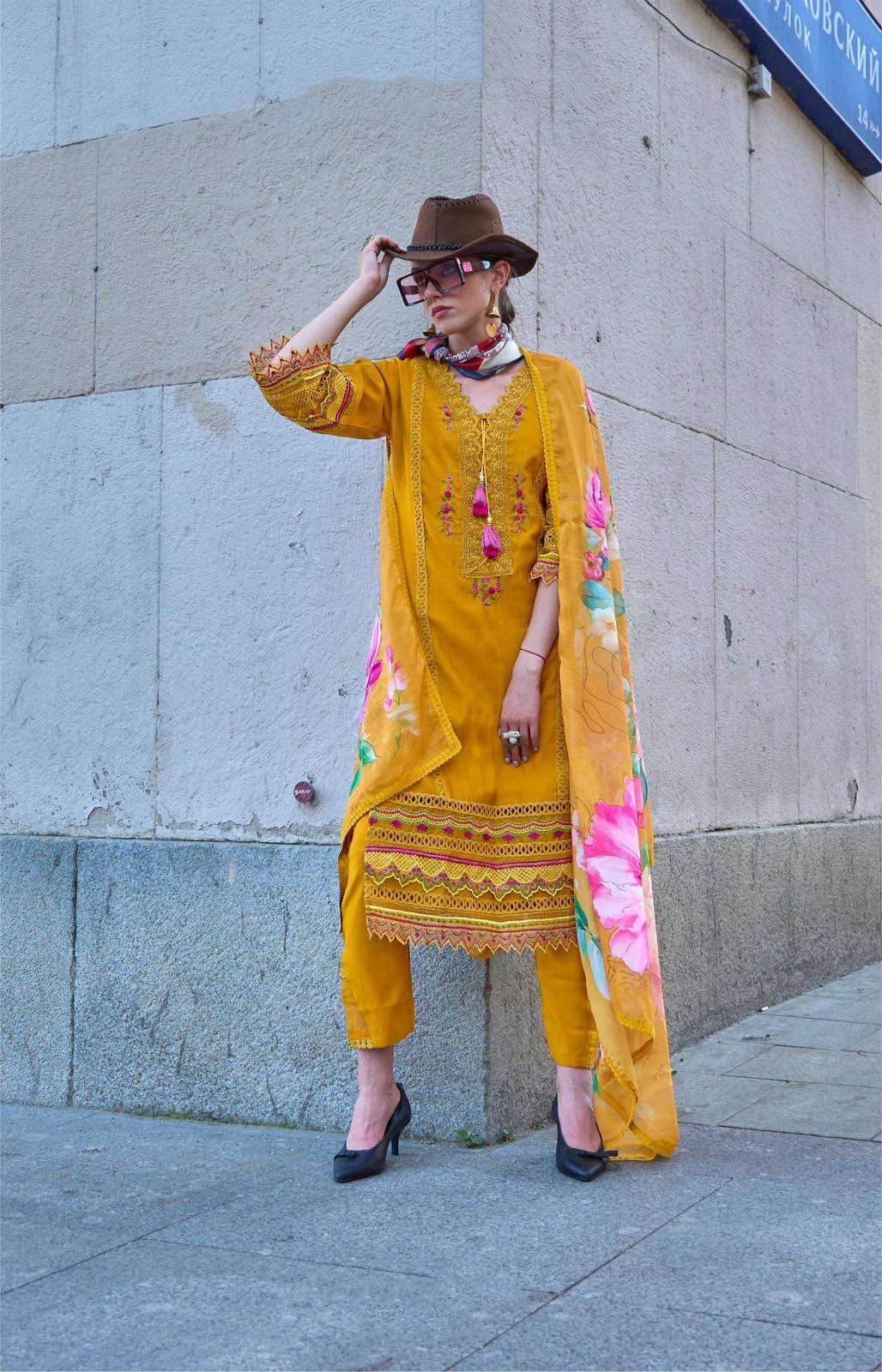 BH-7003 KL PURE VISCOSE DESIGNER FANCY THREAD KURTI PANT WITH DUPATTA 